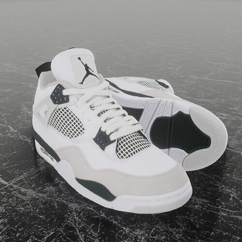 NIKE AIR JORDAN 4 MILITARY BLACK 3D SHOES Low-poly 3D model