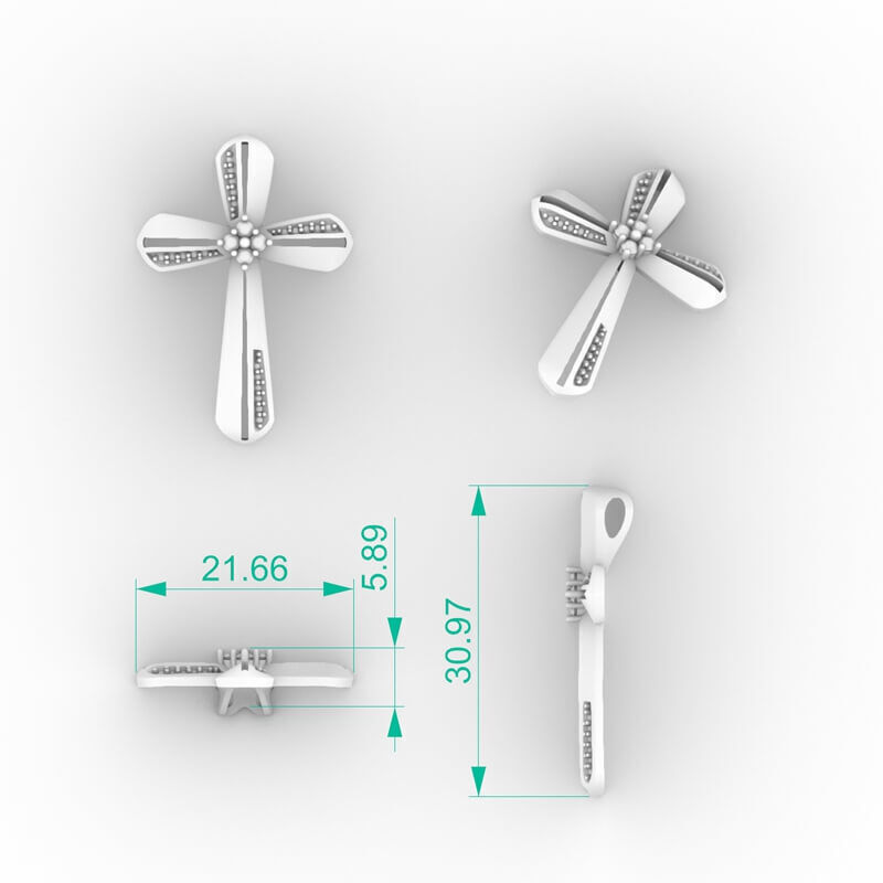 Modern Diamond Cross Pendant 3D print model_4