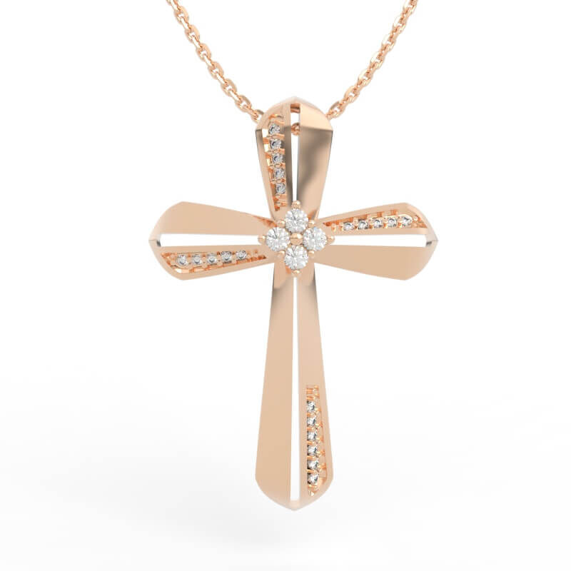 Modern Diamond Cross Pendant 3D print model_1