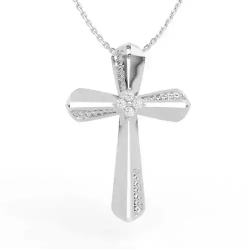 Modern Diamond Cross Pendant