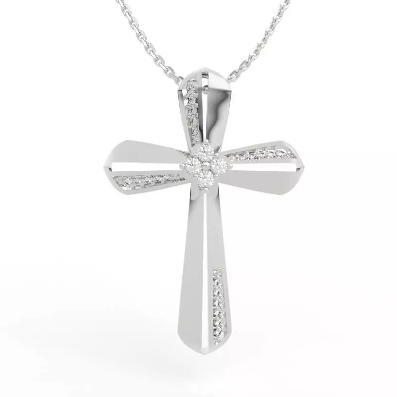 Modern Diamond Cross Pendant 3D print model_0