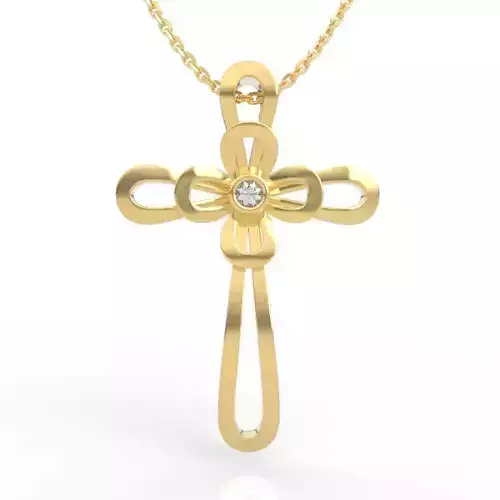 Simple Diamond Cross Pendant