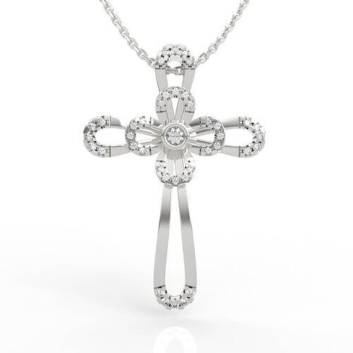 Luxury Diamond Cross Pendant Necklace 3D print model