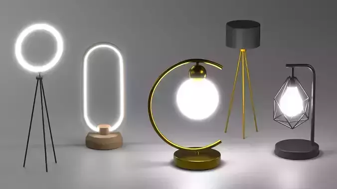 Lamps with glow light 3D model