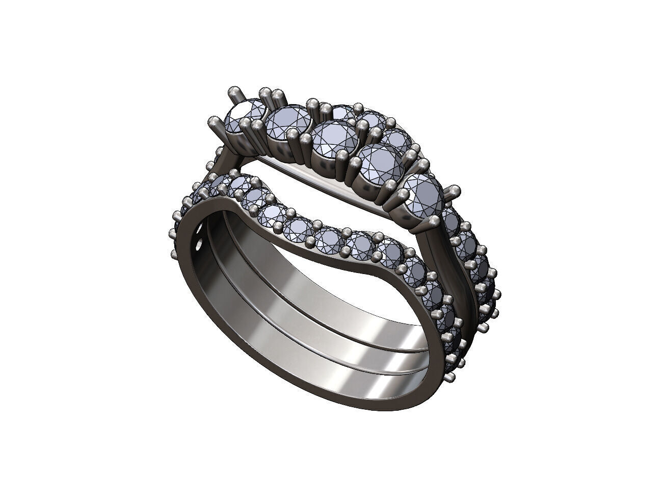 Curved half eternity guard supported diamond arc ring US size 7 3D print model_11