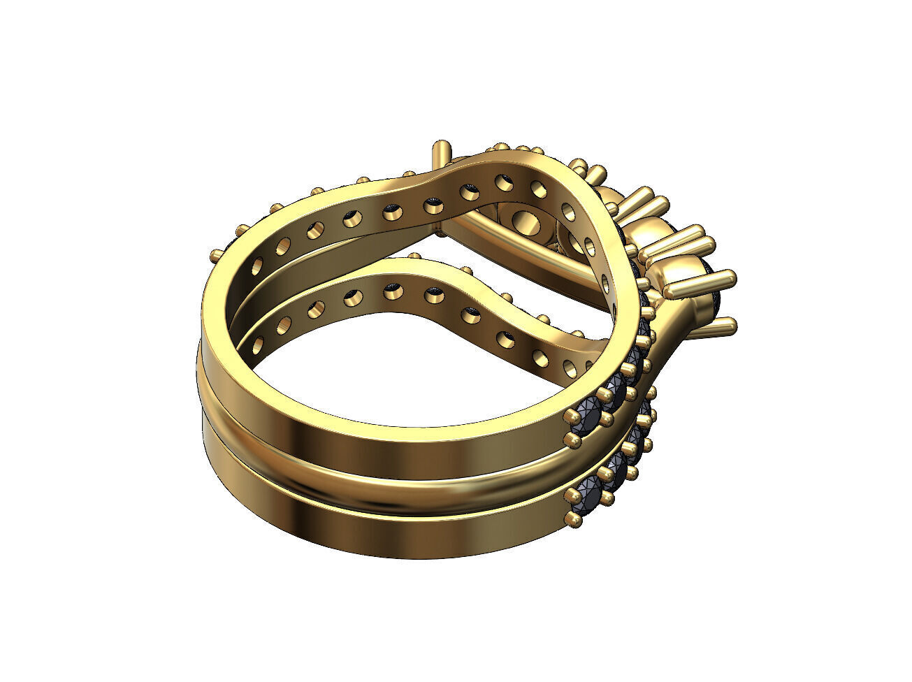 Curved half eternity guard supported diamond arc ring US size 7 3D print model_5