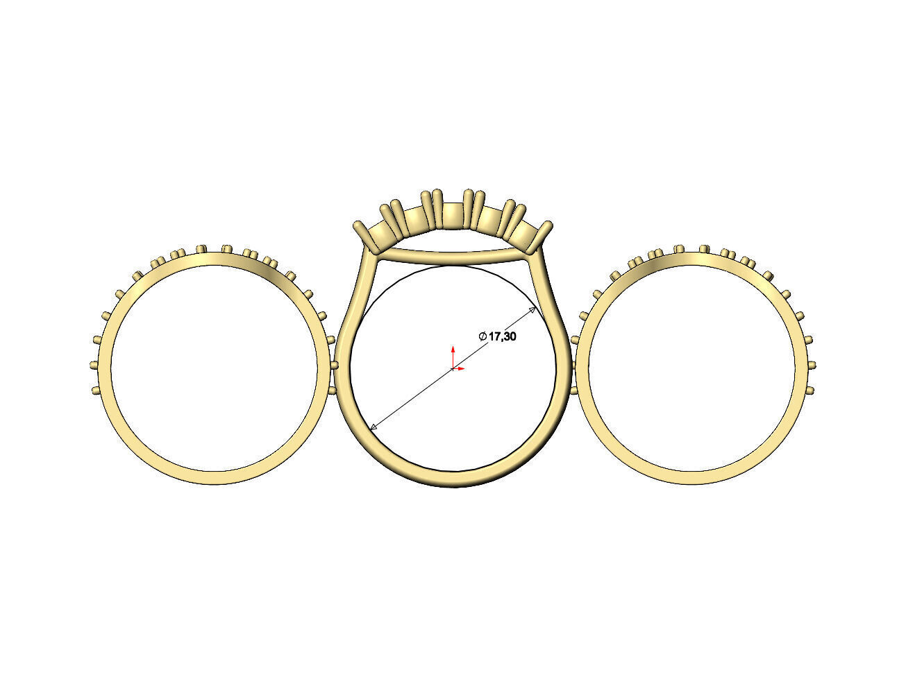 Curved half eternity guard supported diamond arc ring US size 7 3D print model_7