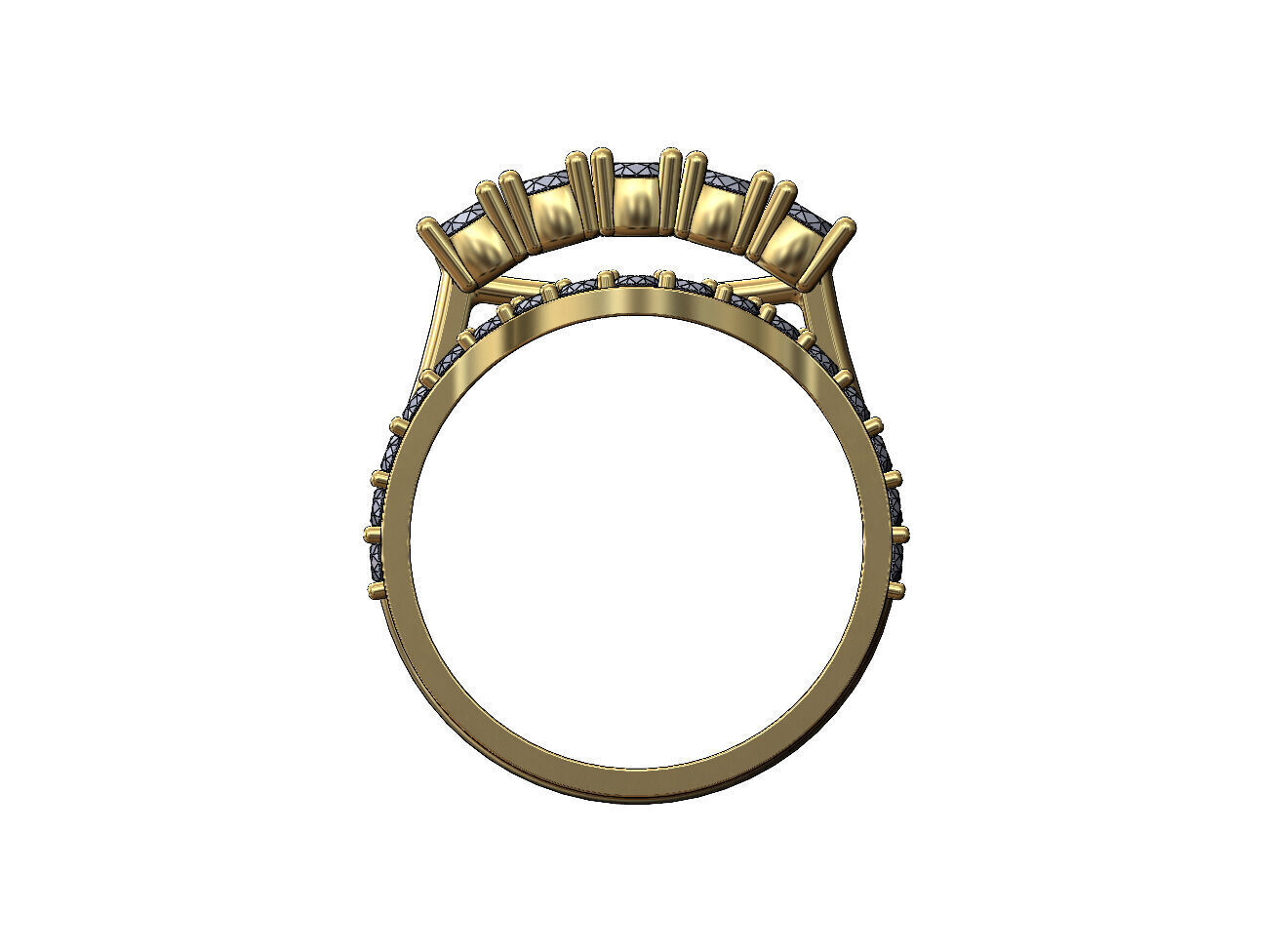 Curved half eternity guard supported diamond arc ring US size 7 3D print model_2