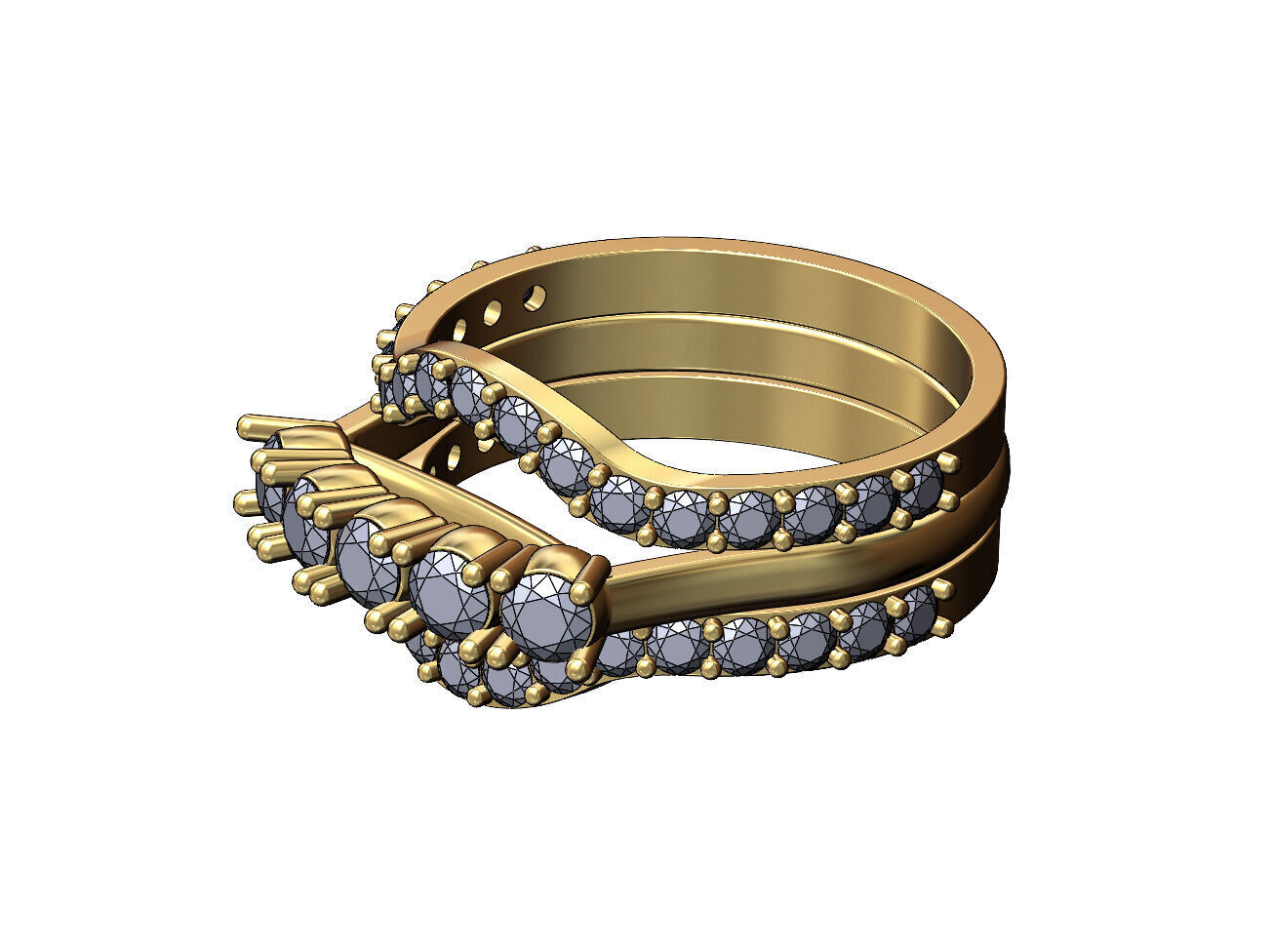 Curved half eternity guard supported diamond arc ring US size 7 3D print model_4