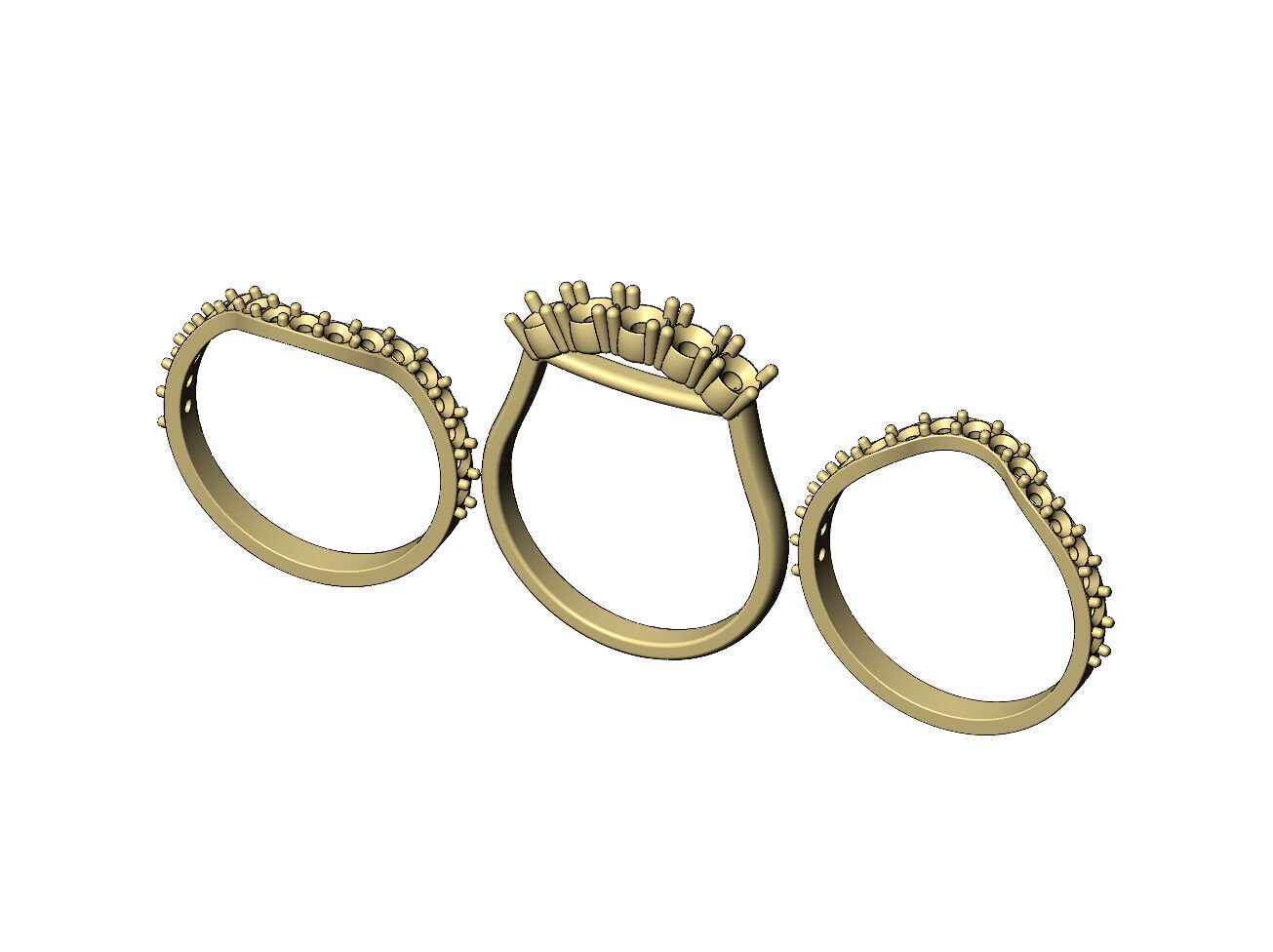 Curved half eternity guard supported diamond arc ring US size 7 3D print model_6