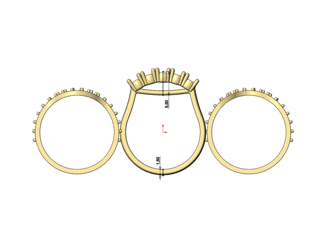 Curved half eternity guard supported diamond arc ring US size 7 3D print model_8
