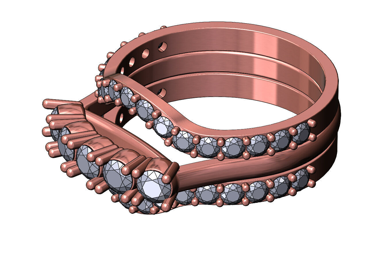 Curved half eternity guard supported diamond arc ring US size 7 3D print model_12