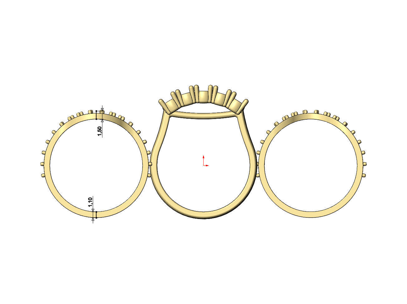 Curved half eternity guard supported diamond arc ring US size 7 3D print model_9