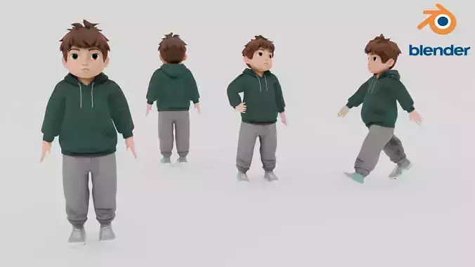 Low Poly Stylized Boy Game Ready Character Model
