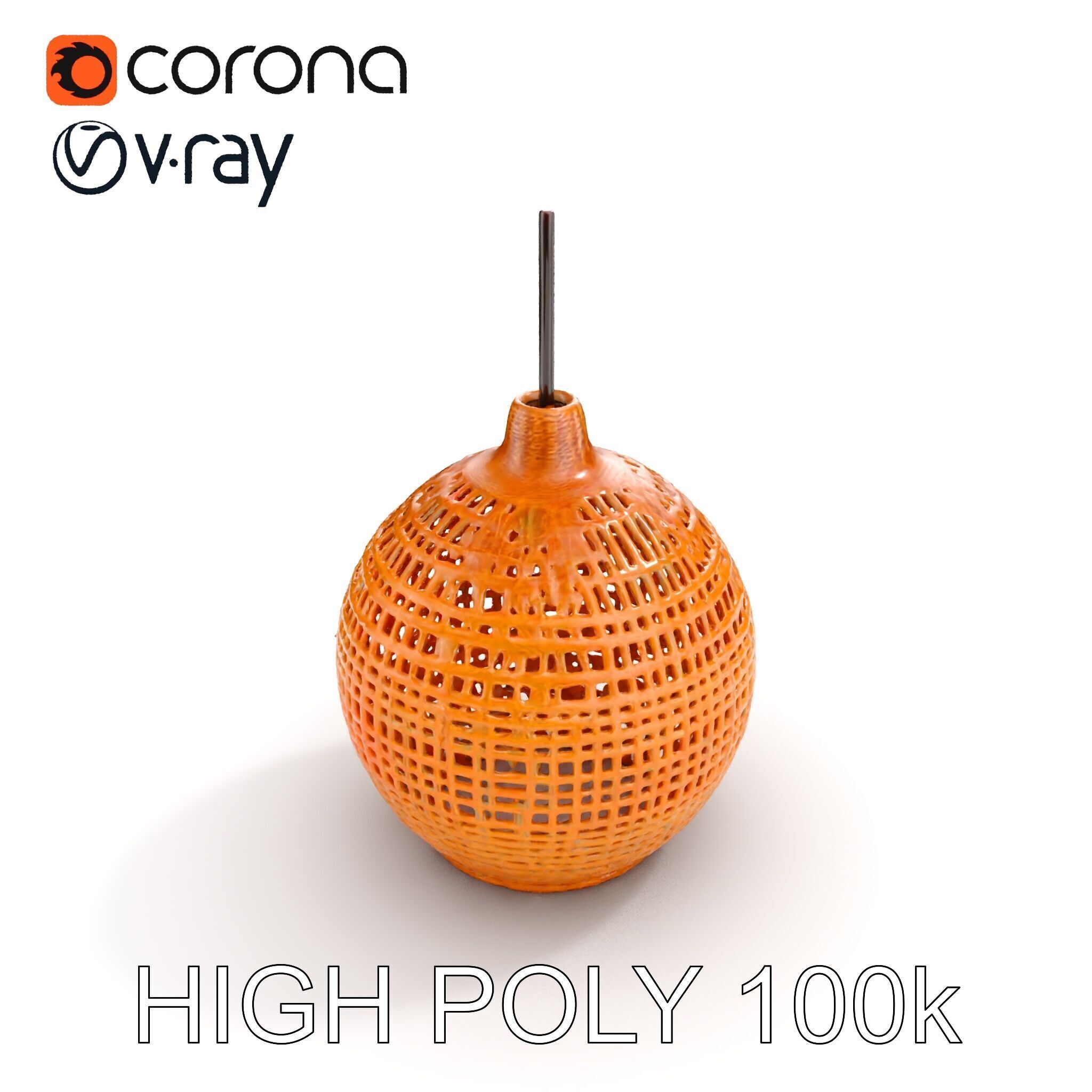 Wicker Pendant Lamp model pack for interior designs Low-poly 3D model_8