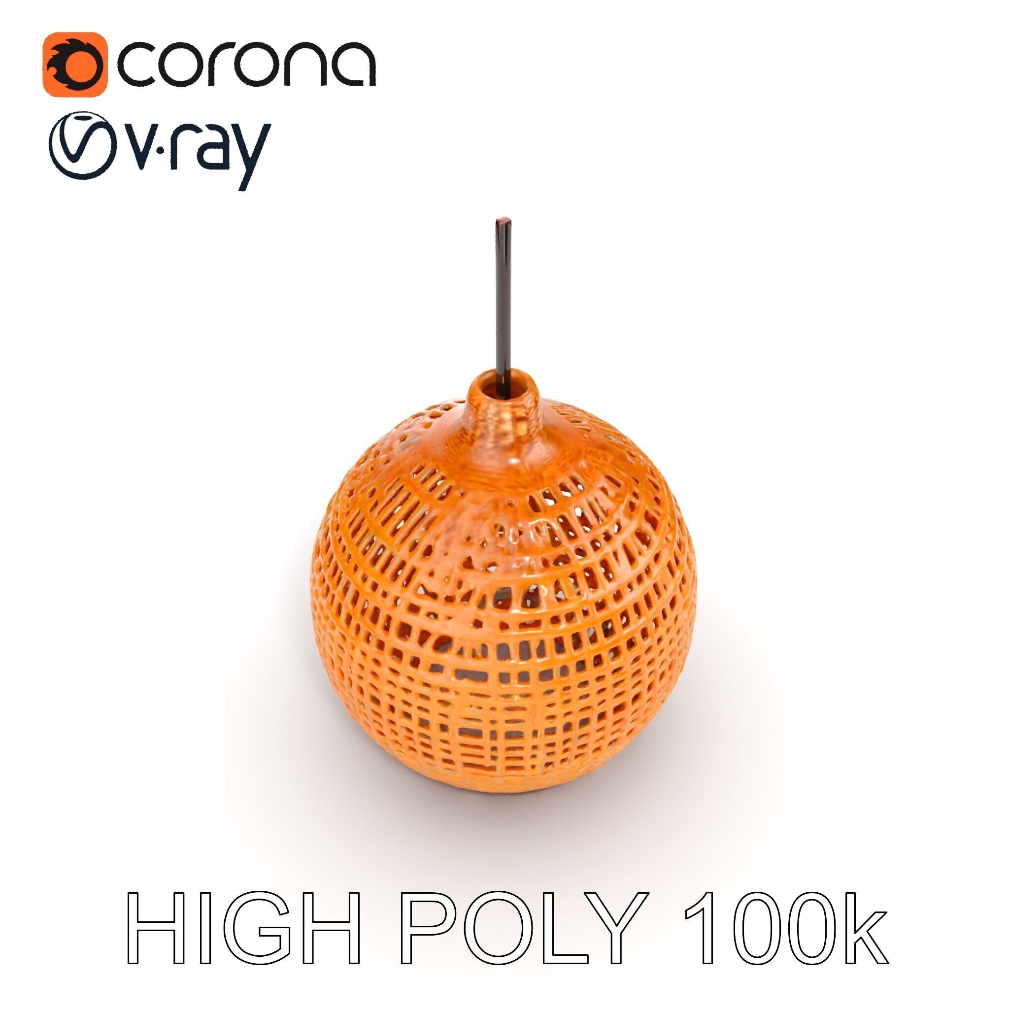 Wicker Pendant Lamp model pack for interior designs Low-poly 3D model_9