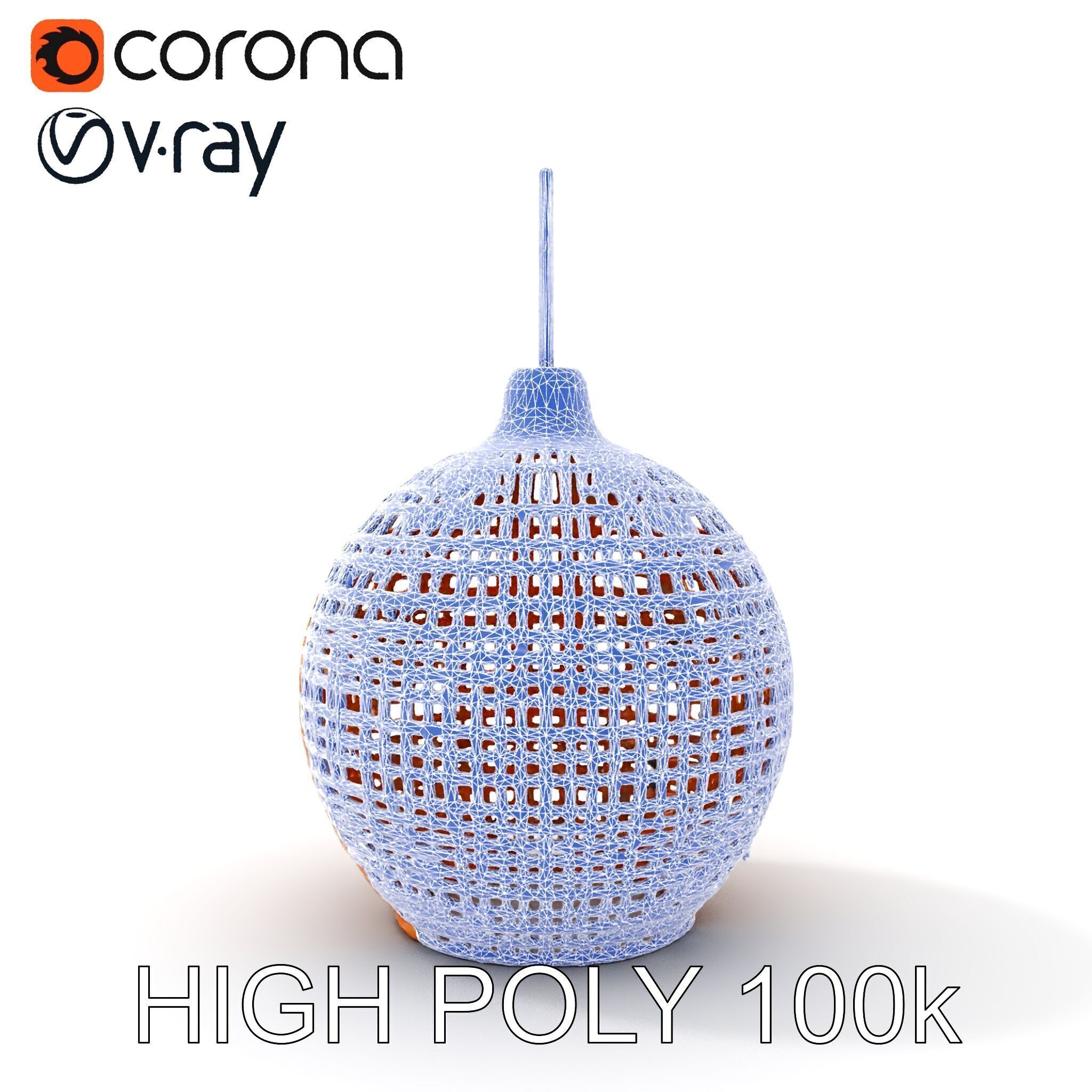 Wicker Pendant Lamp model pack for interior designs Low-poly 3D model_29