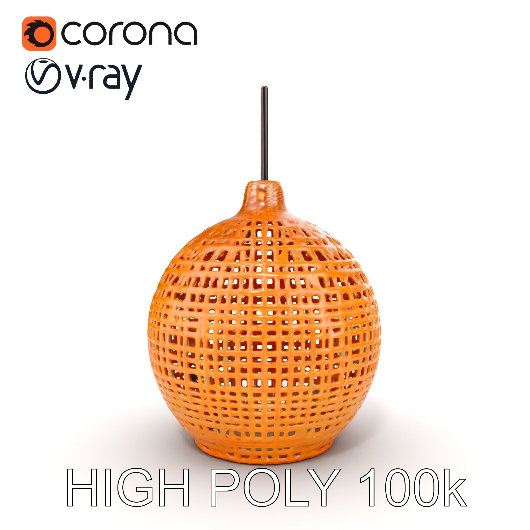 Wicker Pendant Lamp model pack for interior designs Low-poly 3D model_13
