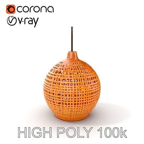 Wicker Pendant Lamp model pack for interior designs Low-poly 3D model