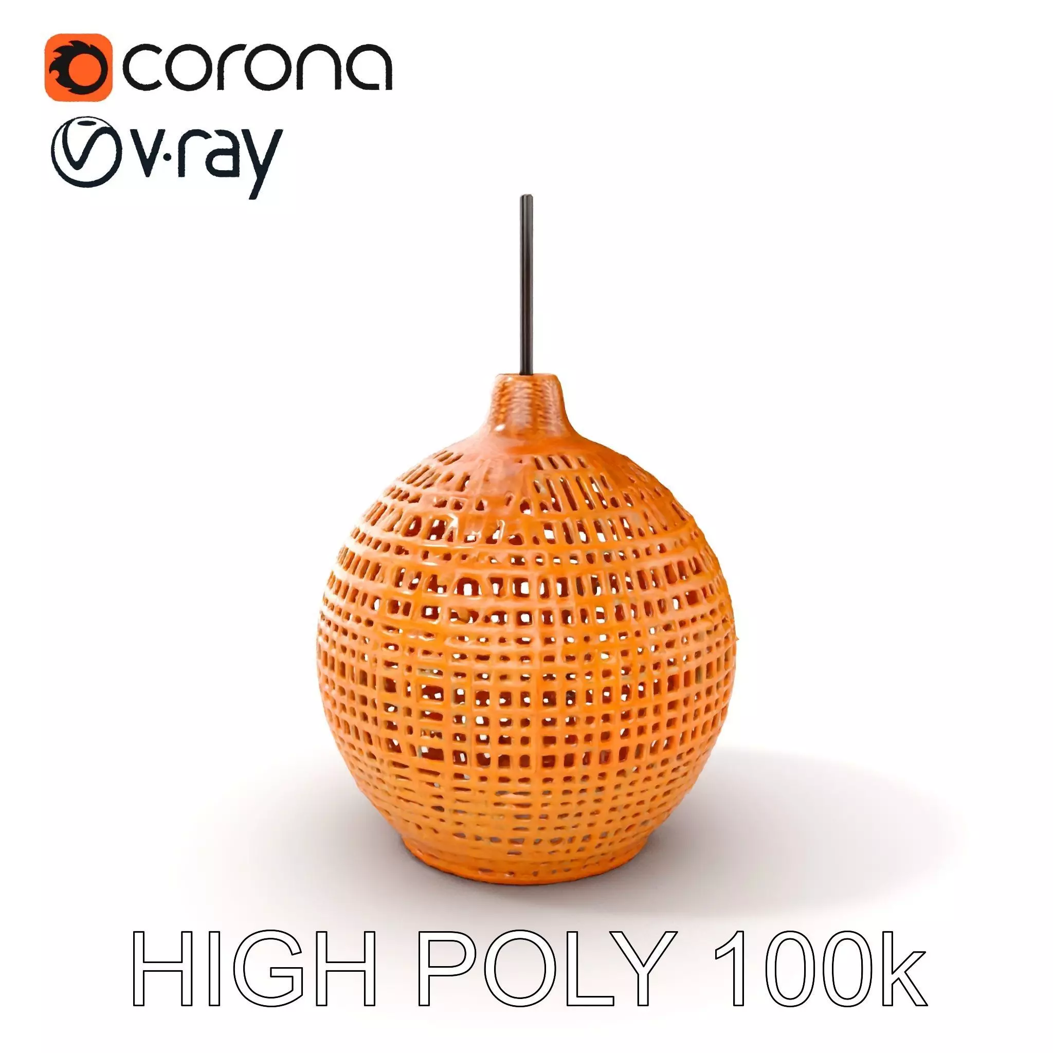 Wicker Pendant Lamp model pack for interior designs Low-poly 3D model_0