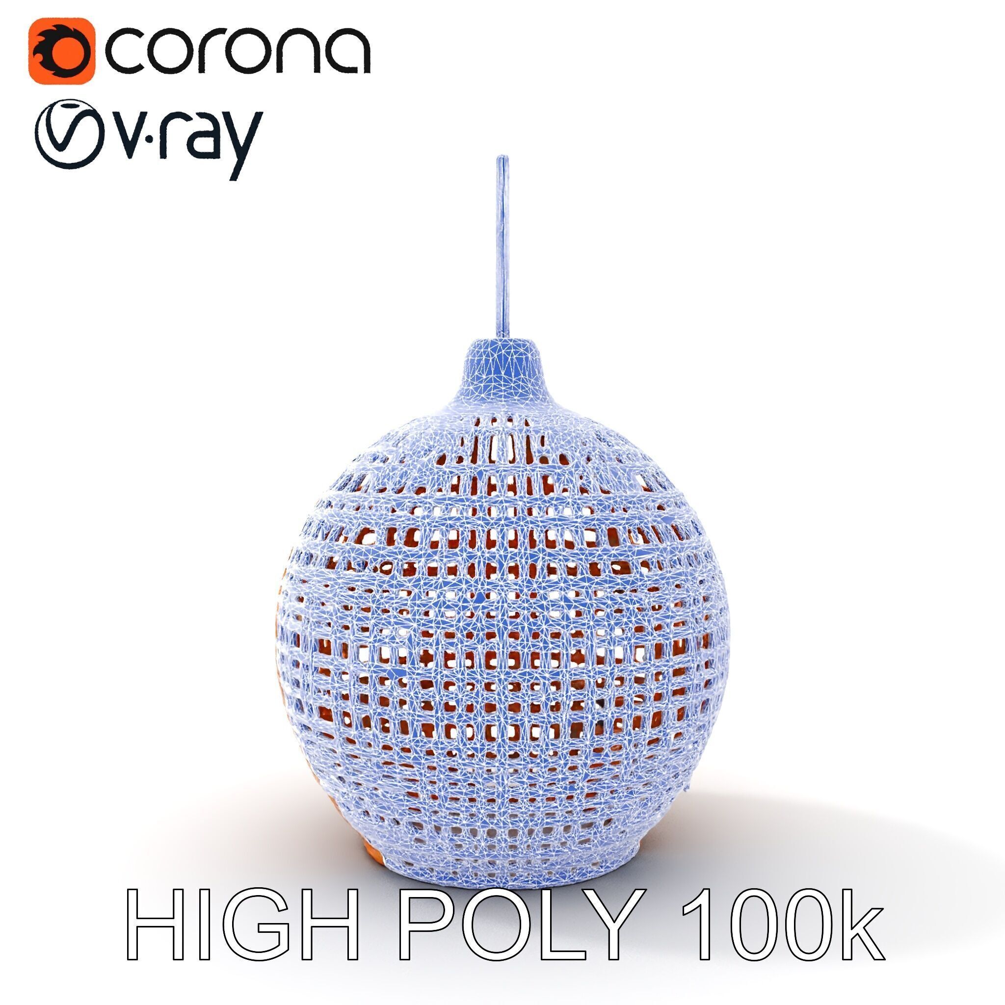 Wicker Pendant Lamp model pack for interior designs Low-poly 3D model_27