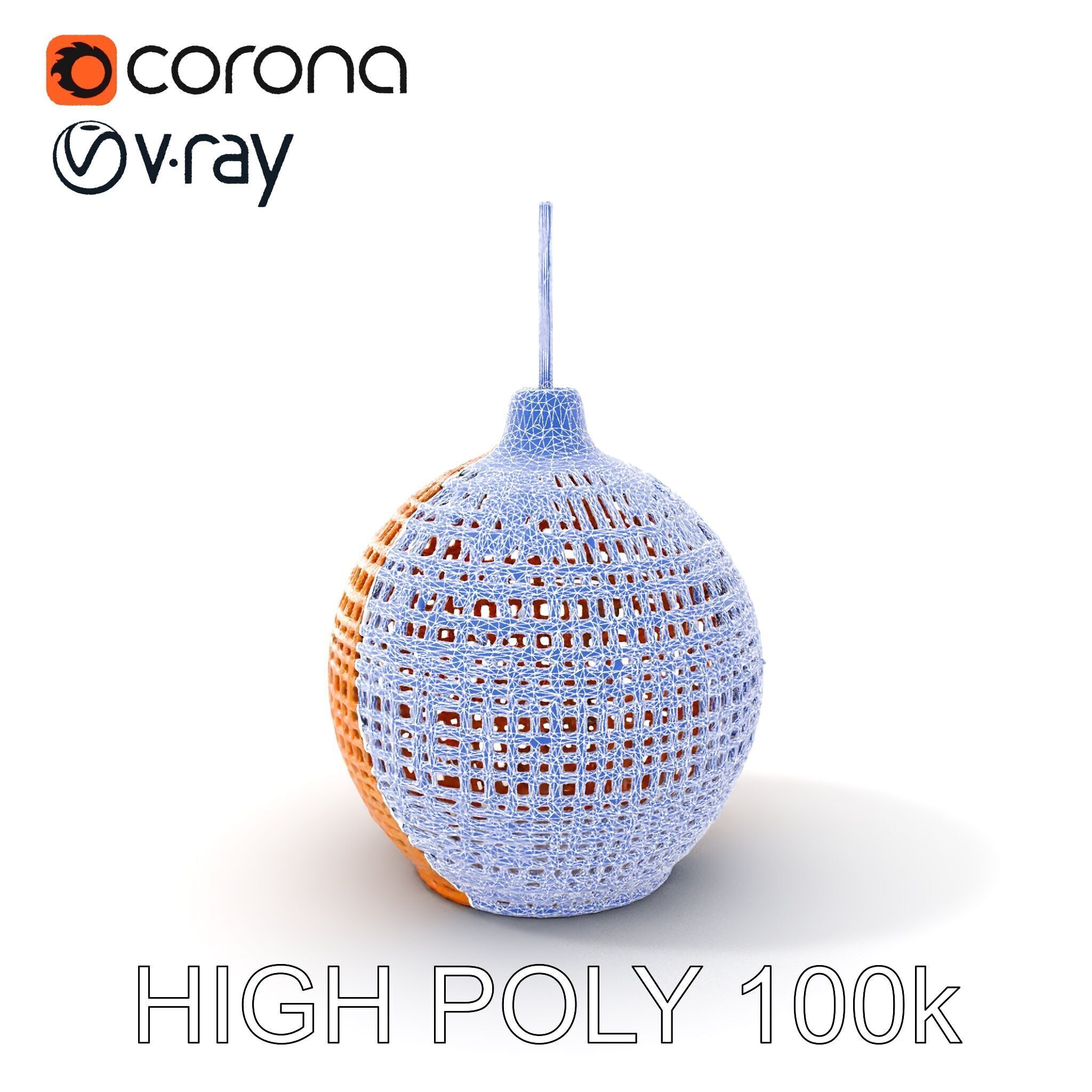Wicker Pendant Lamp model pack for interior designs Low-poly 3D model_25