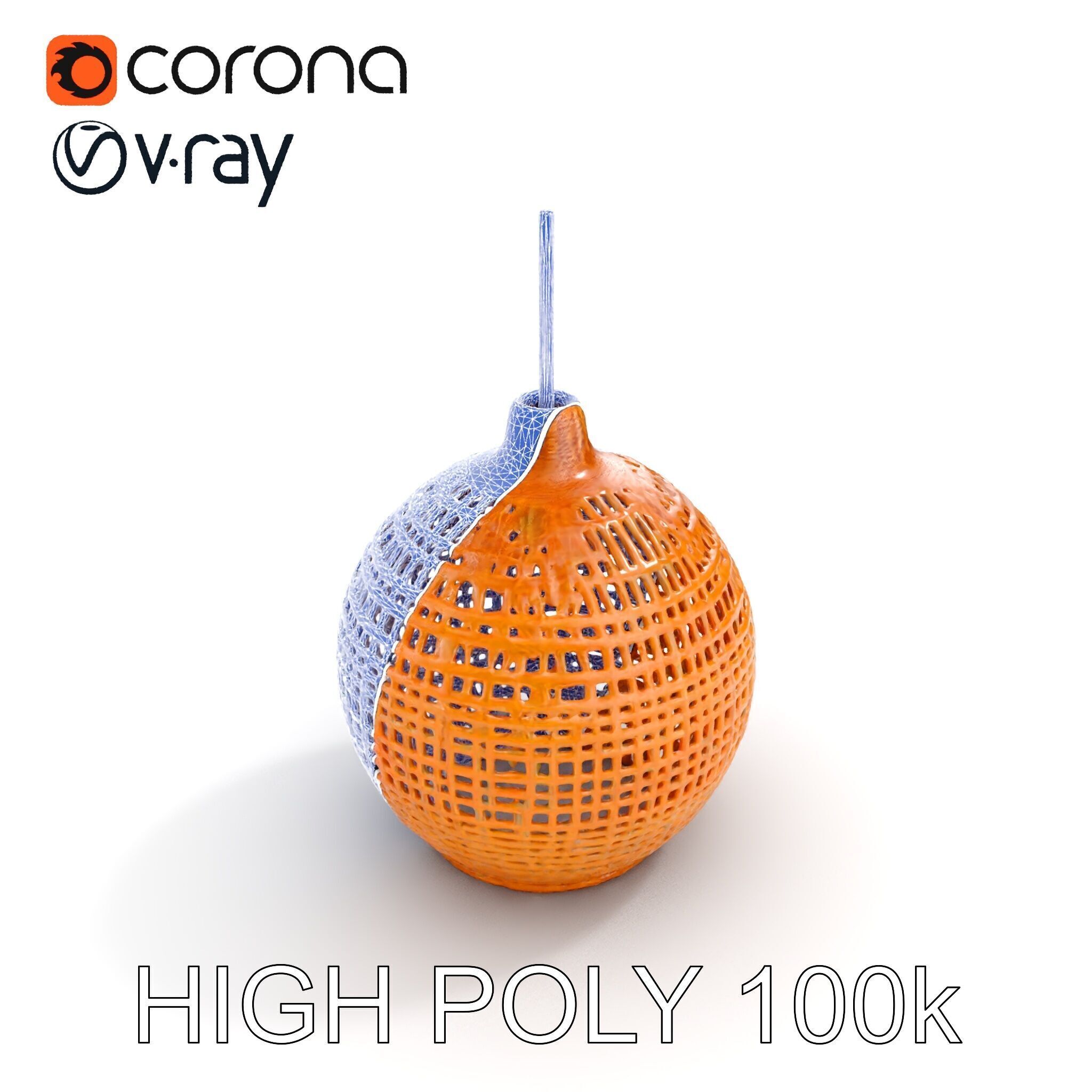 Wicker Pendant Lamp model pack for interior designs Low-poly 3D model_30