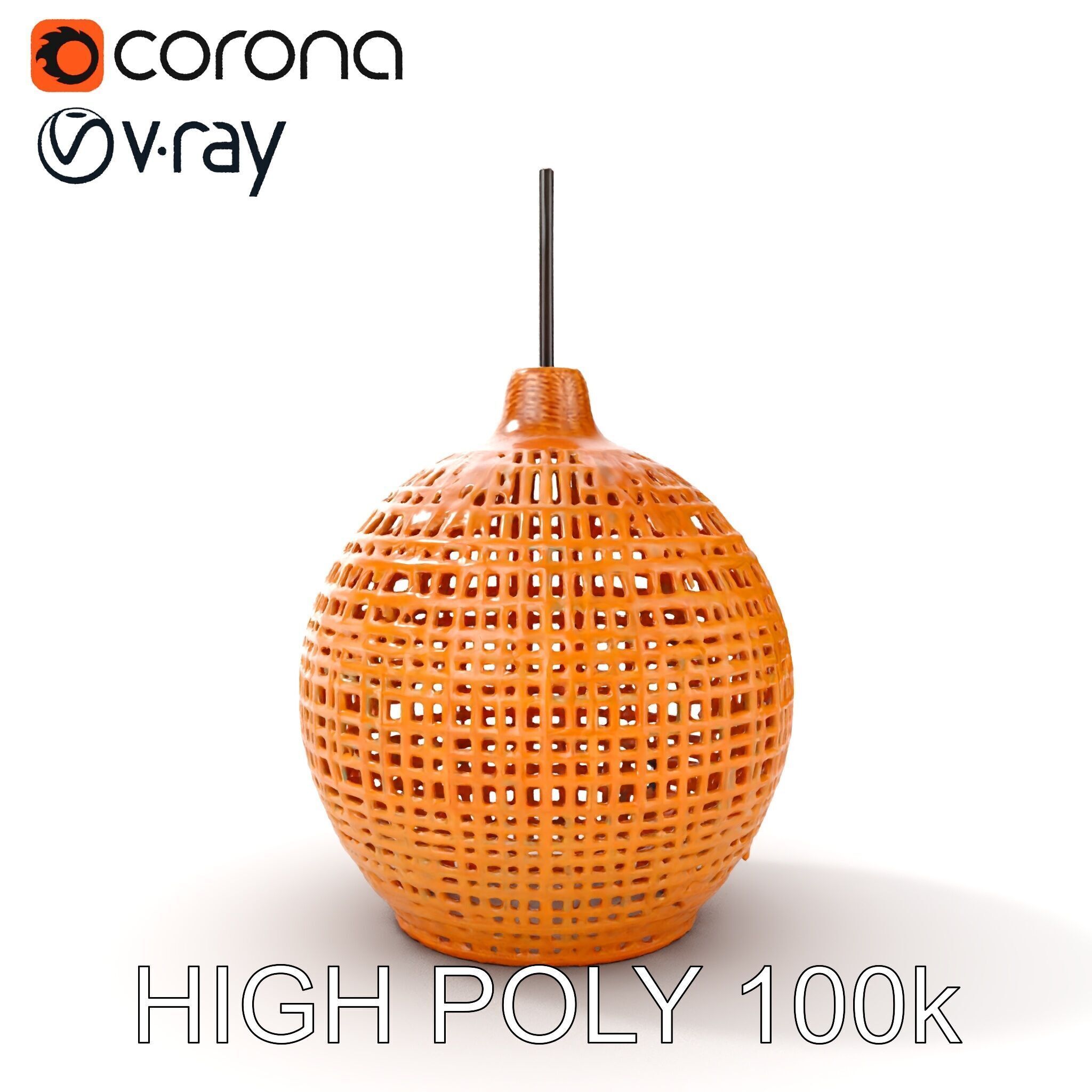 Wicker Pendant Lamp model pack for interior designs Low-poly 3D model_12