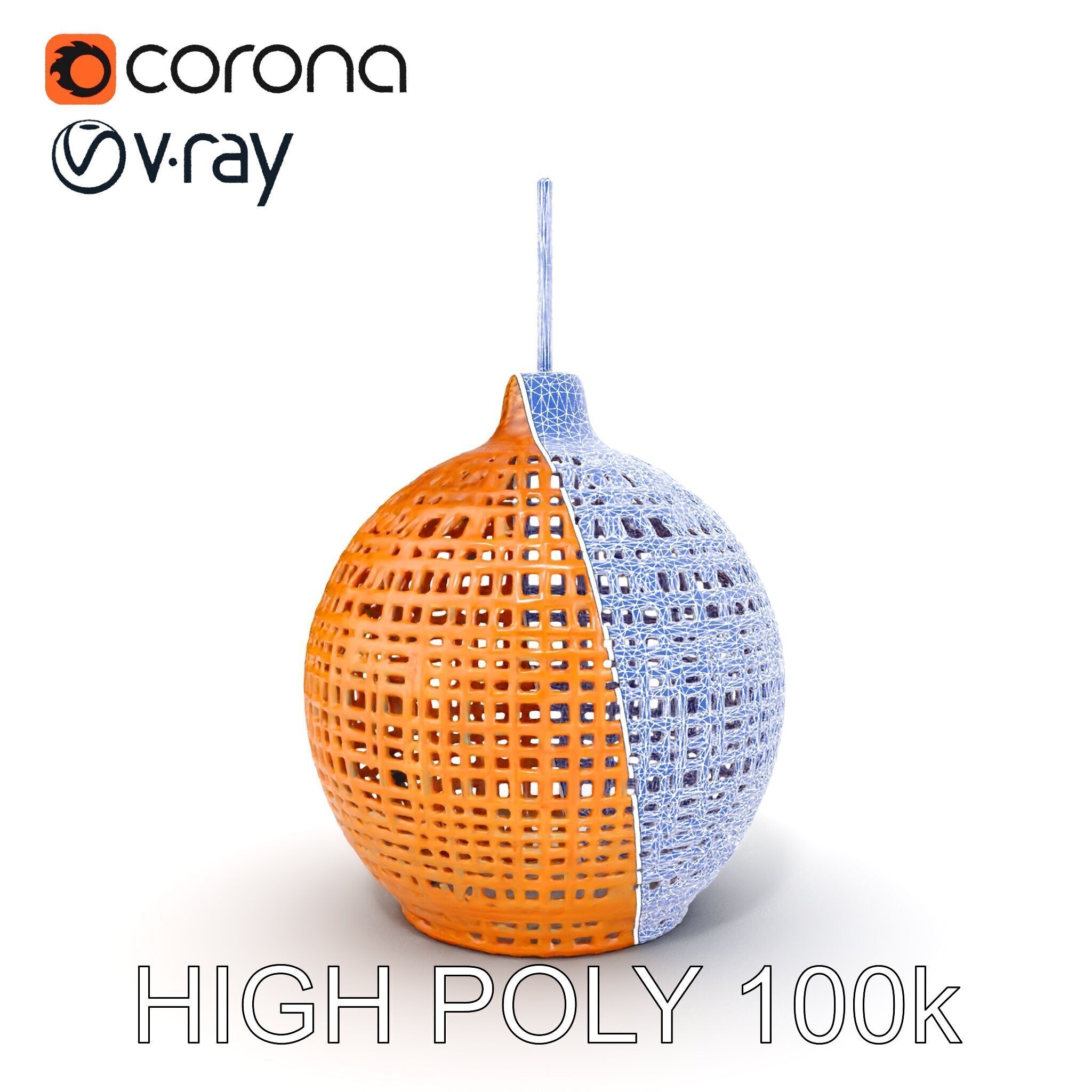 Wicker Pendant Lamp model pack for interior designs Low-poly 3D model_31