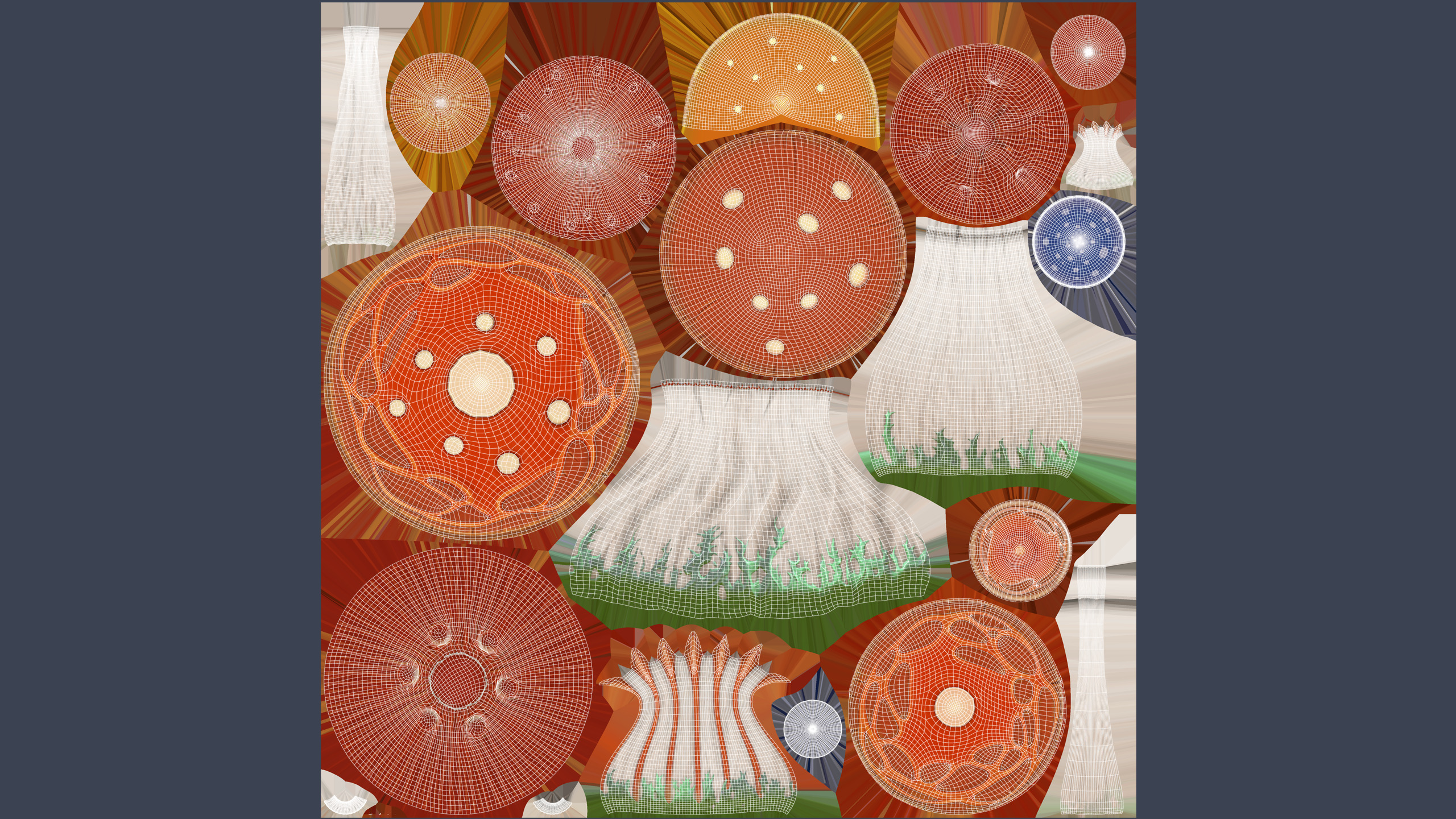 Stylized Mushrooms Low-poly 3D model_9