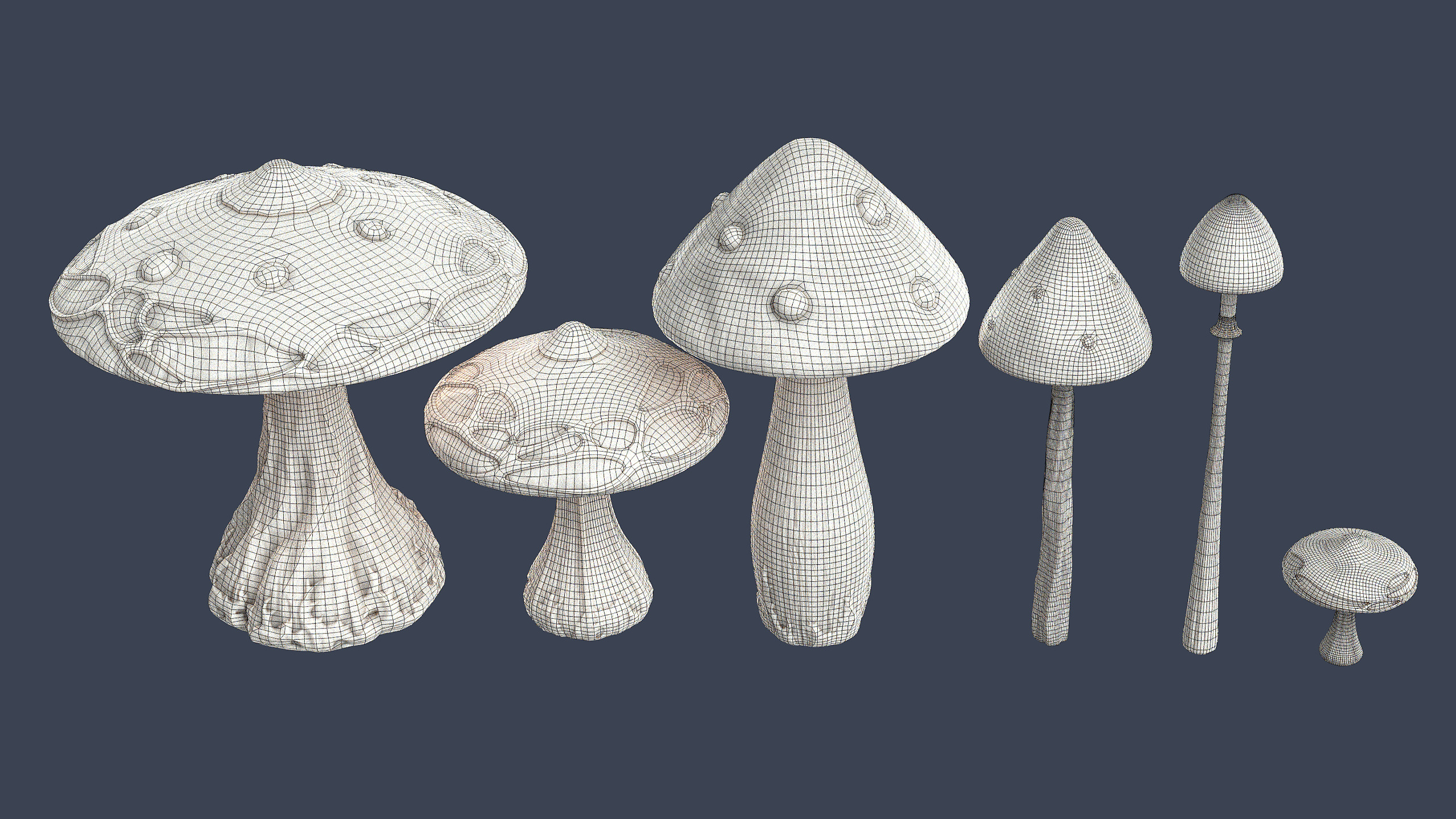 Stylized Mushrooms Low-poly 3D model_10