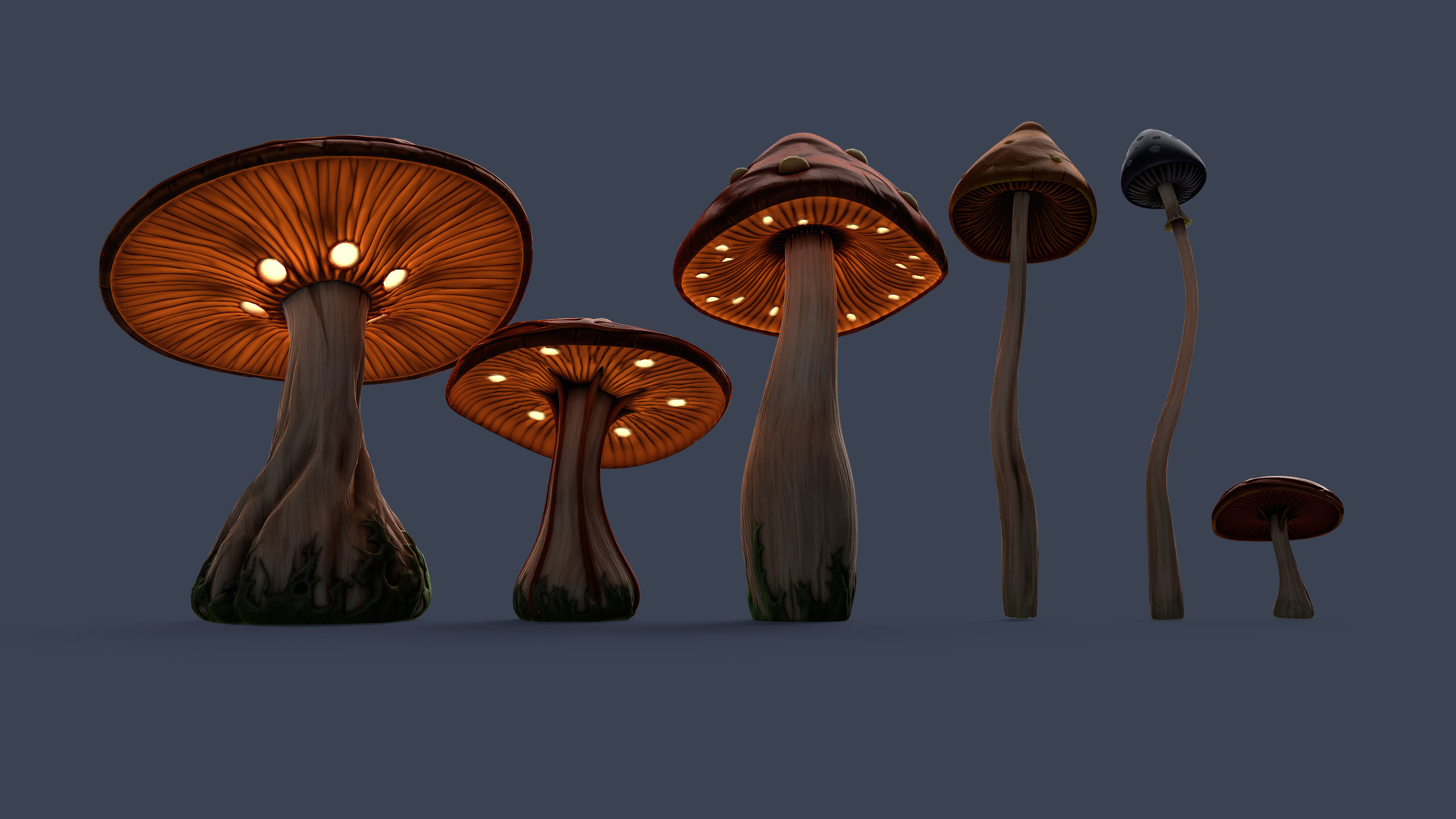 Stylized Mushrooms Low-poly 3D model_4
