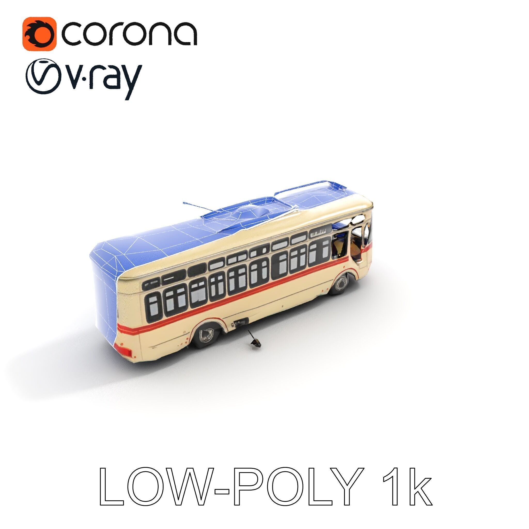Vintage Trolleybus Model Pack for Urban Environments Low-poly 3D model_20