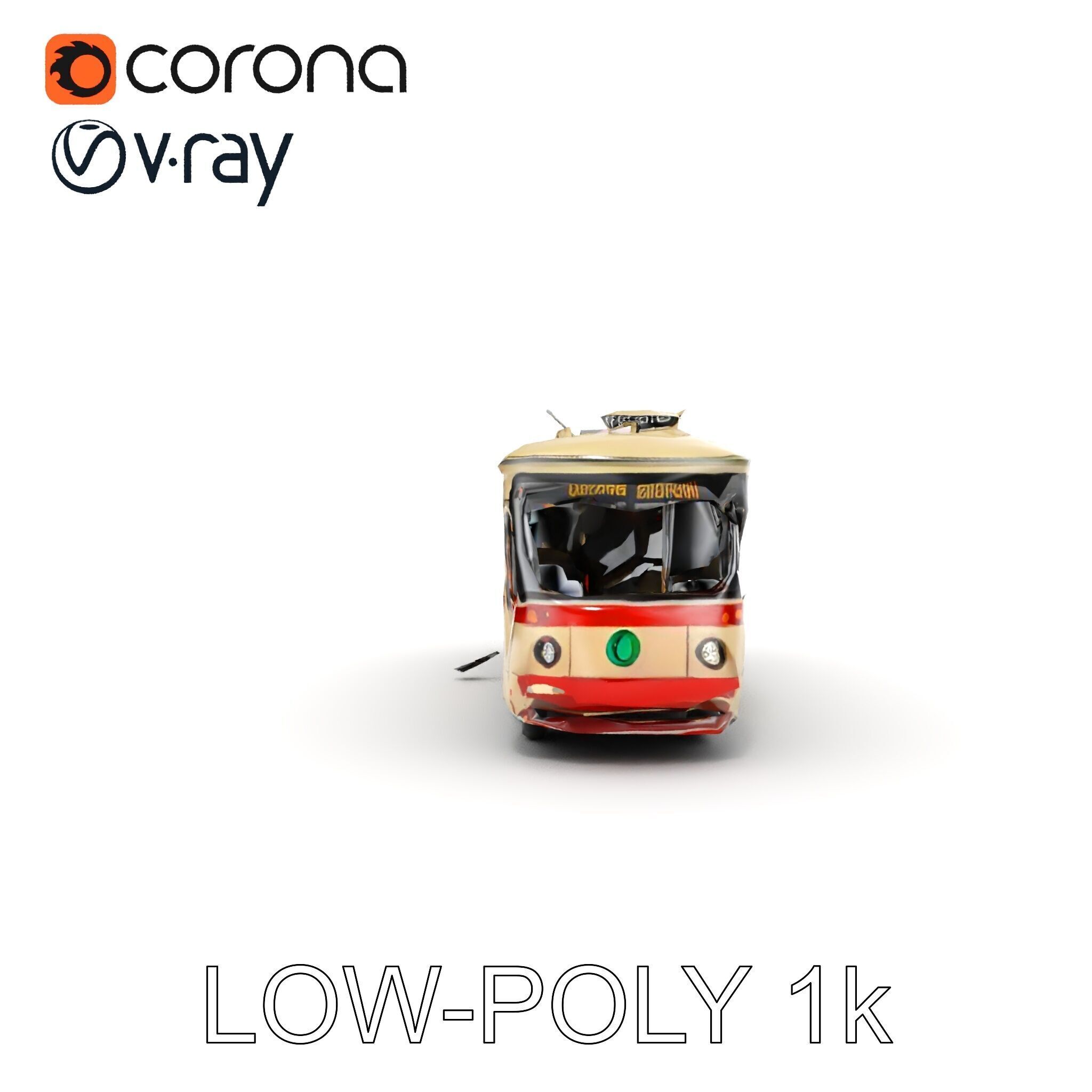 Vintage Trolleybus Model Pack for Urban Environments Low-poly 3D model_12