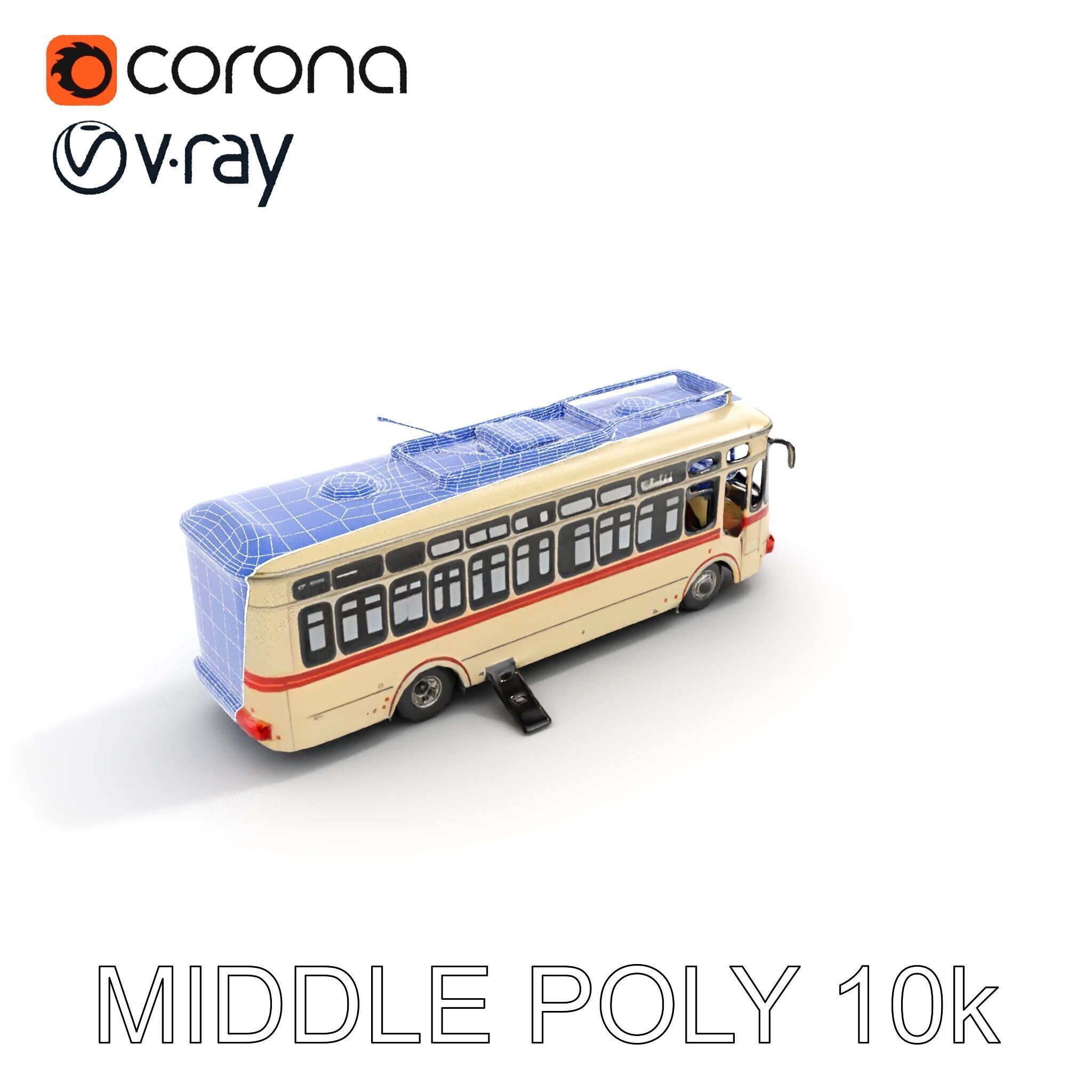 Vintage Trolleybus Model Pack for Urban Environments Low-poly 3D model_22