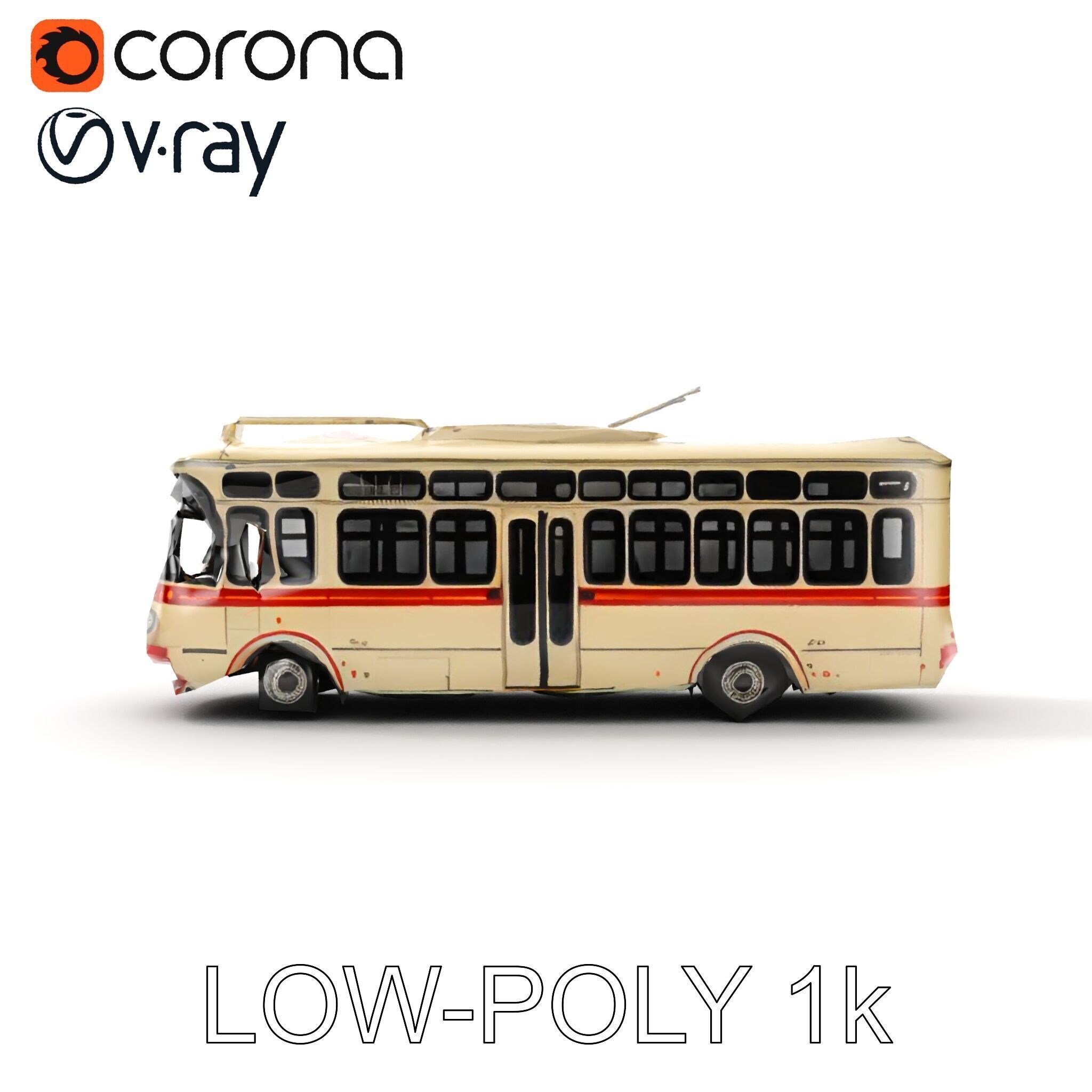 Vintage Trolleybus Model Pack for Urban Environments Low-poly 3D model_23