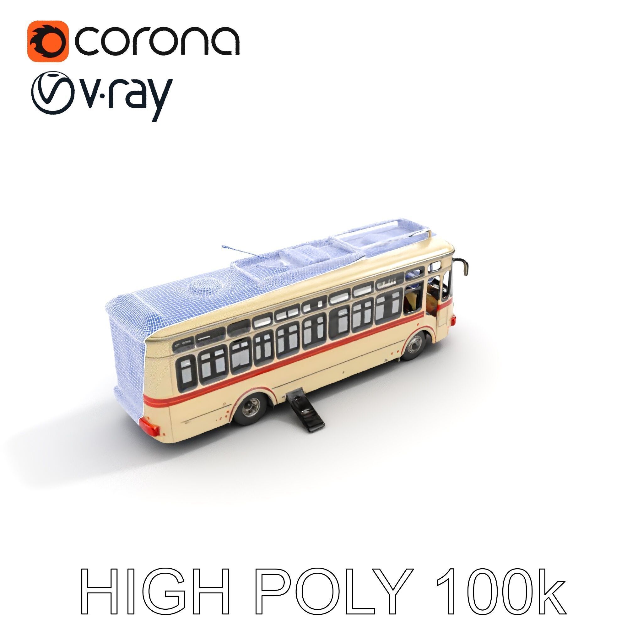 Vintage Trolleybus Model Pack for Urban Environments Low-poly 3D model_32