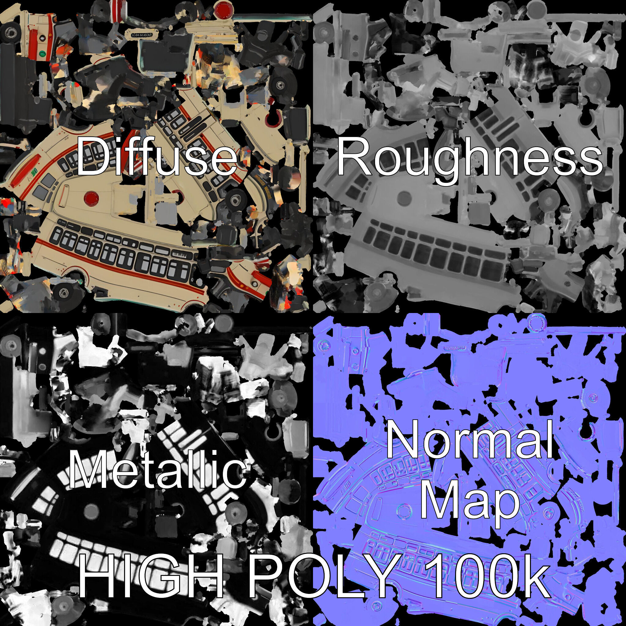 Vintage Trolleybus Model Pack for Urban Environments Low-poly 3D model_3