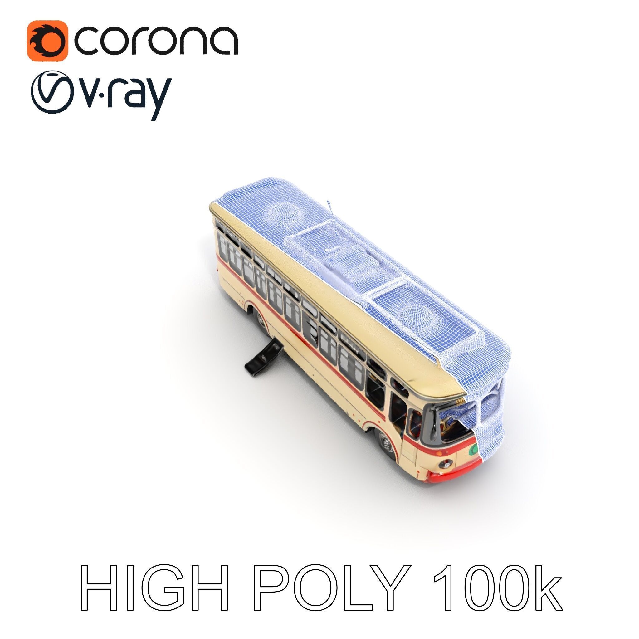 Vintage Trolleybus Model Pack for Urban Environments Low-poly 3D model_26