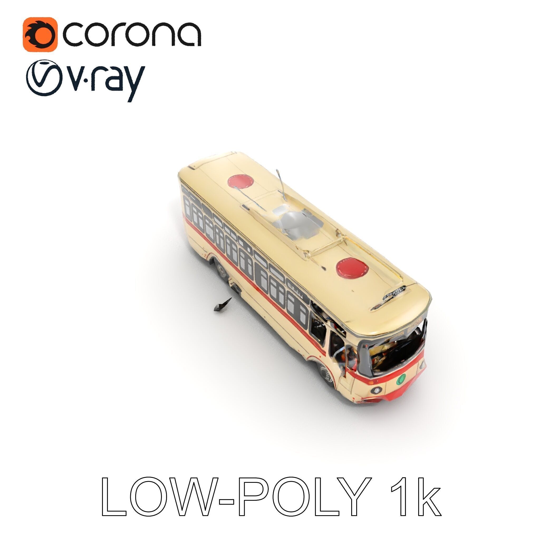 Vintage Trolleybus Model Pack for Urban Environments Low-poly 3D model_9