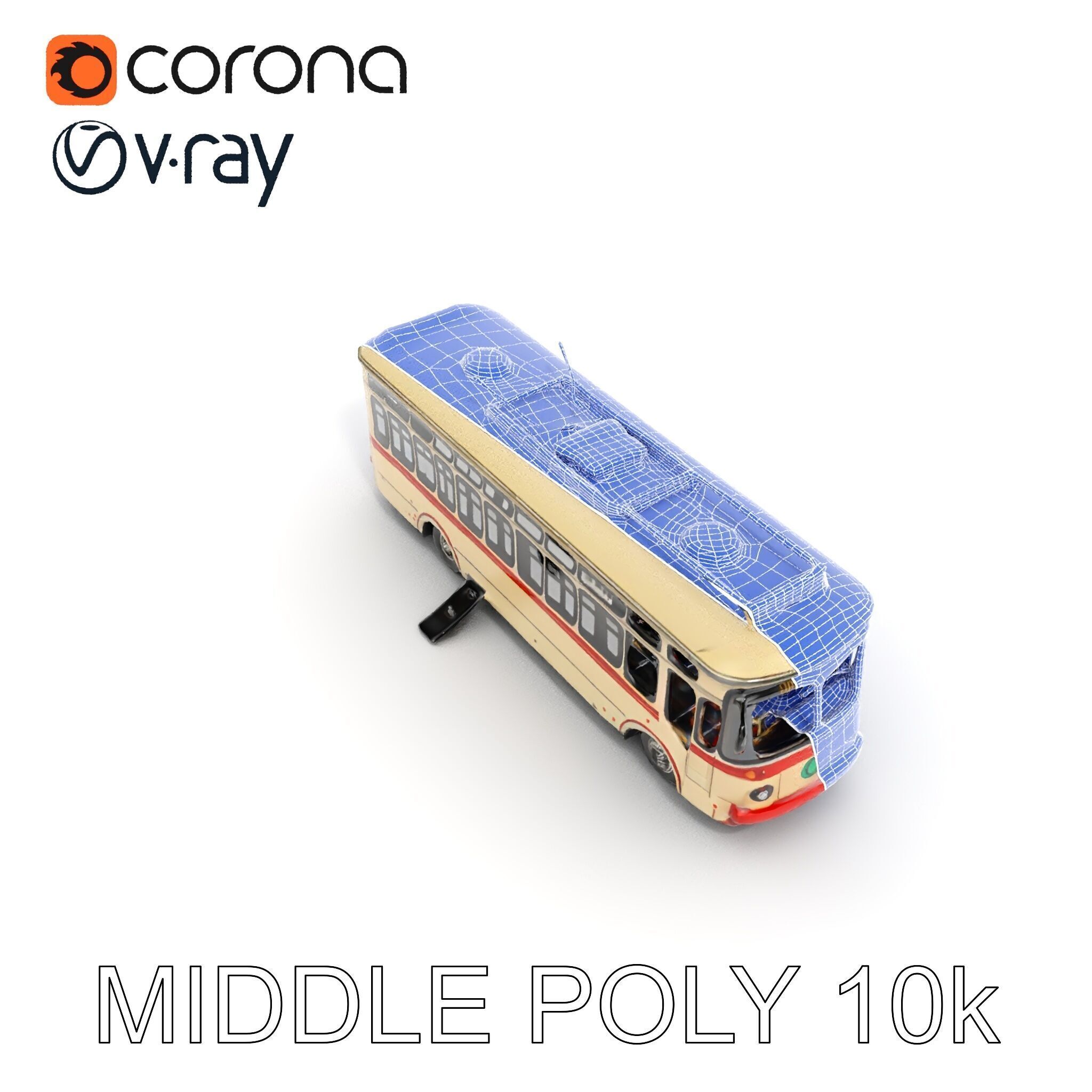 Vintage Trolleybus Model Pack for Urban Environments Low-poly 3D model_27