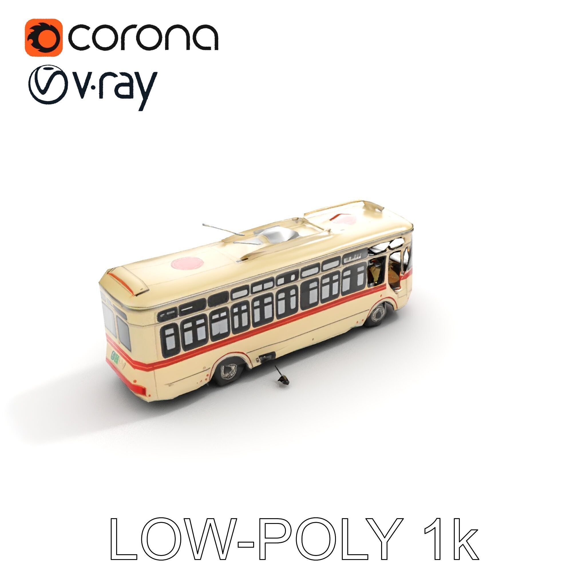 Vintage Trolleybus Model Pack for Urban Environments Low-poly 3D model_18