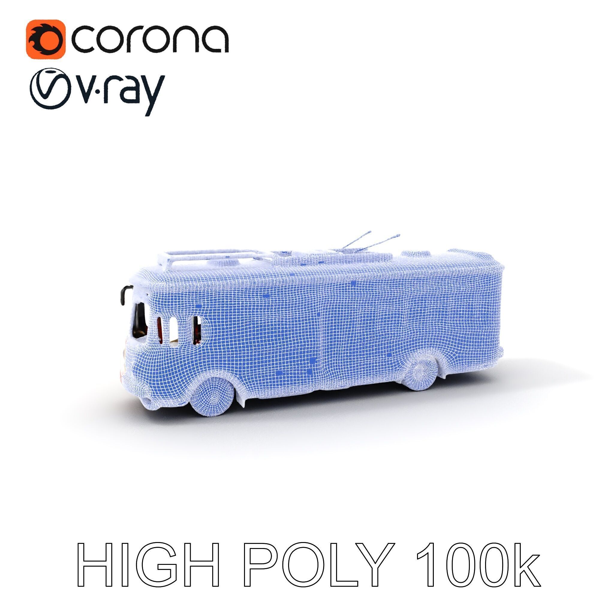 Vintage Trolleybus Model Pack for Urban Environments Low-poly 3D model_4