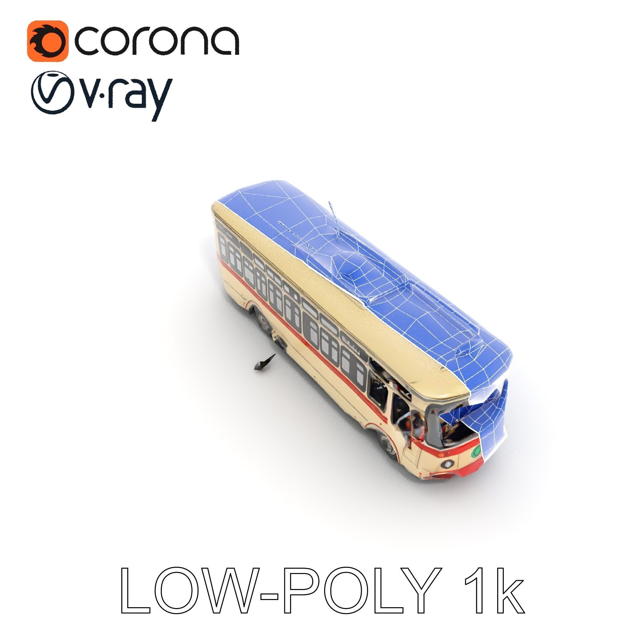 Vintage Trolleybus Model Pack for Urban Environments Low-poly 3D model_28