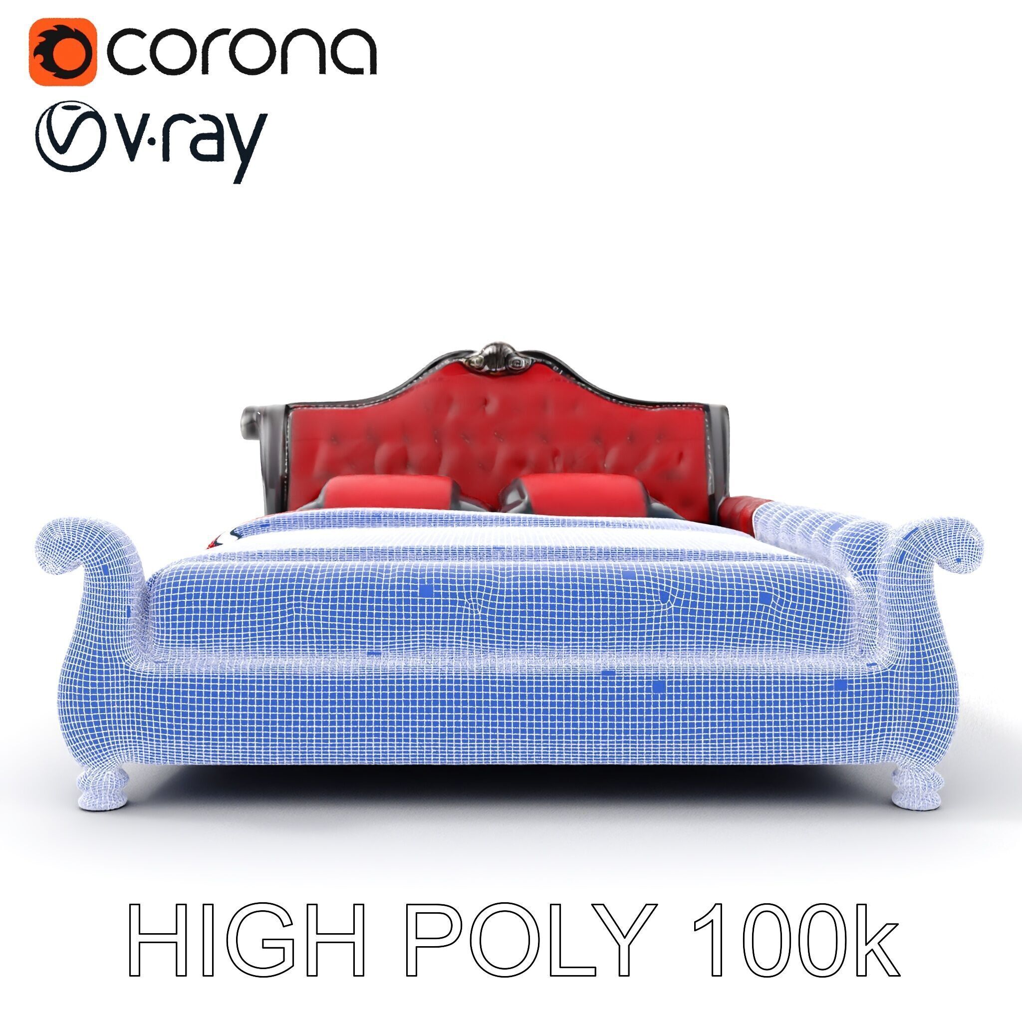 Luxurious Vintage Bed Model Pack Low-poly 3D model_32