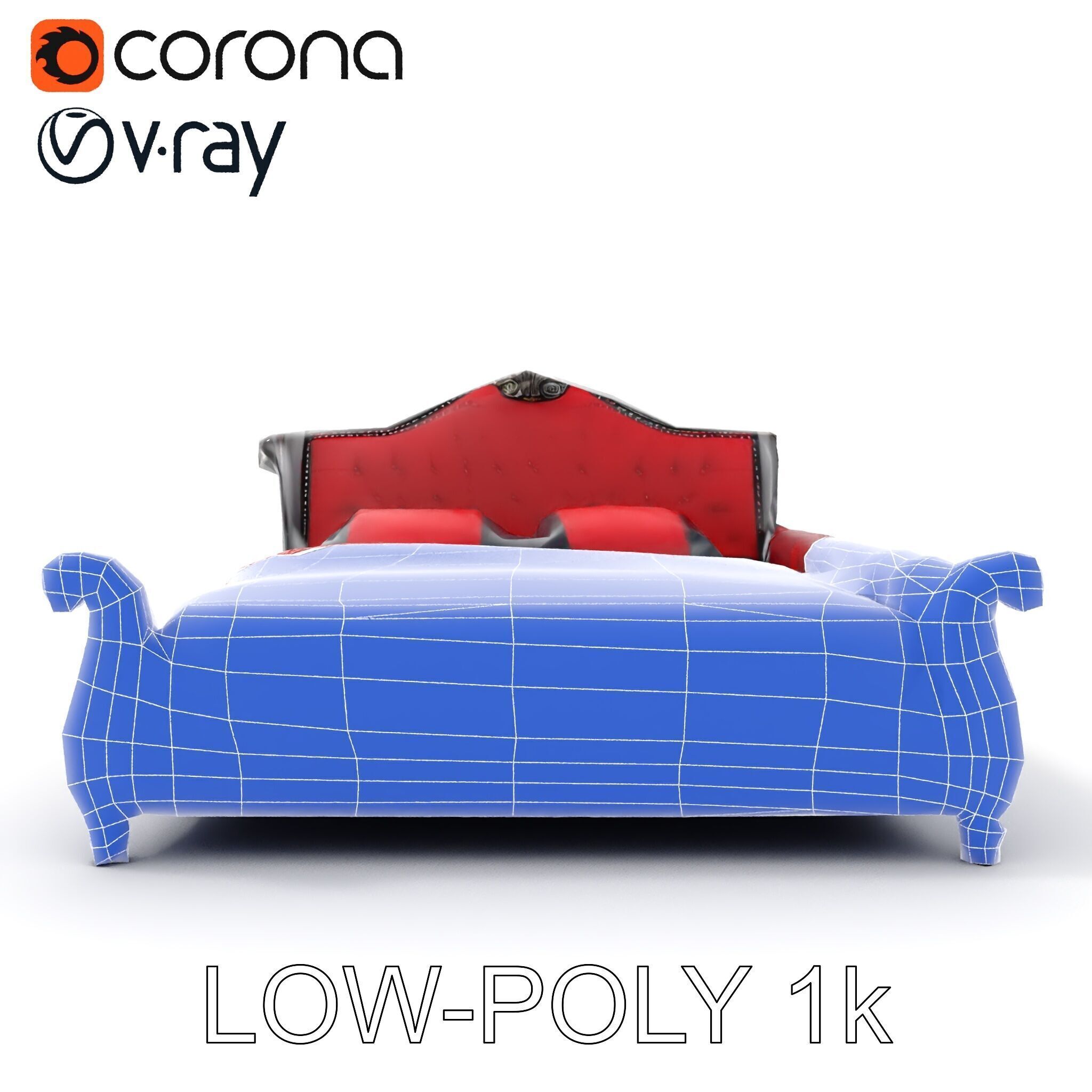 Luxurious Vintage Bed Model Pack Low-poly 3D model_23