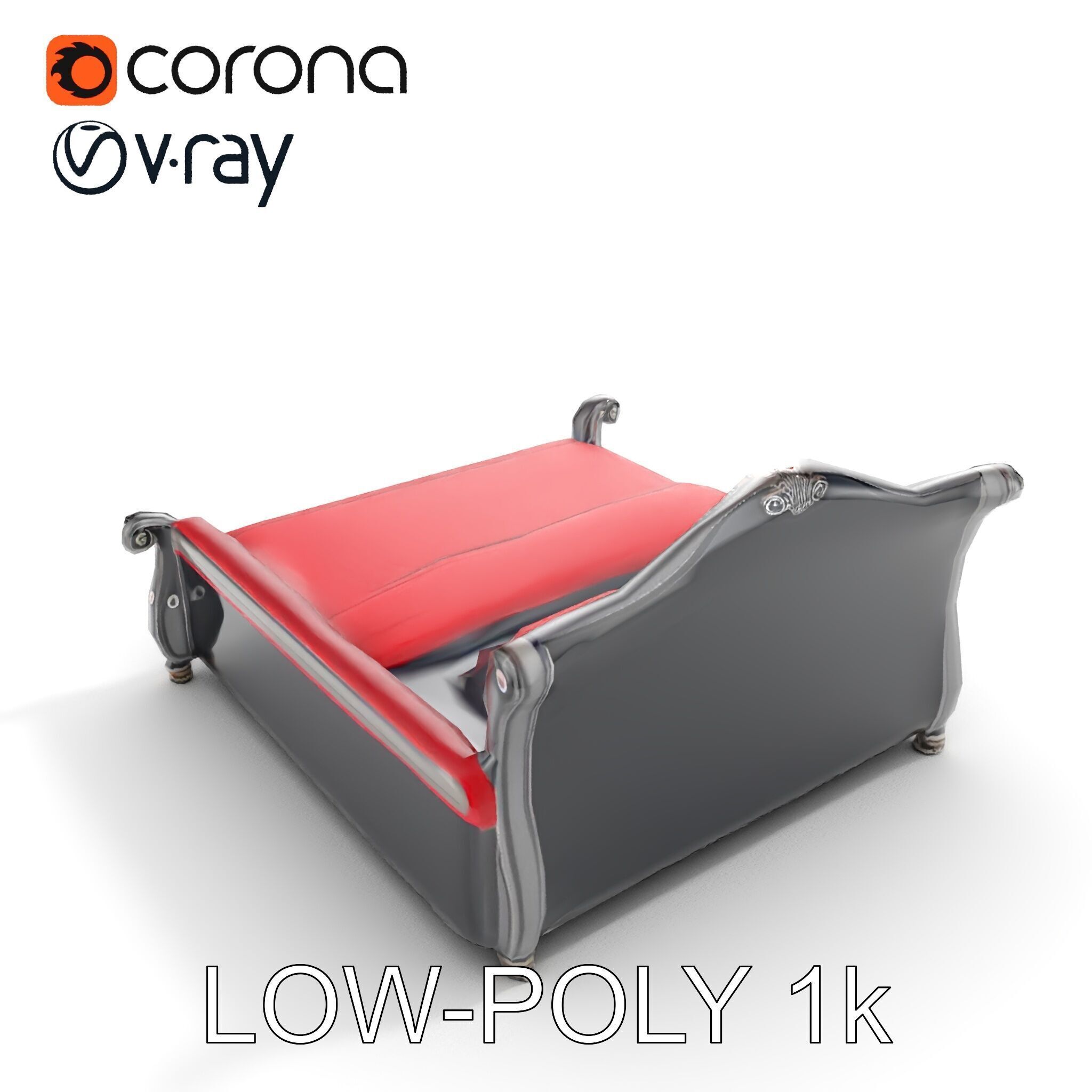 Luxurious Vintage Bed Model Pack Low-poly 3D model_9