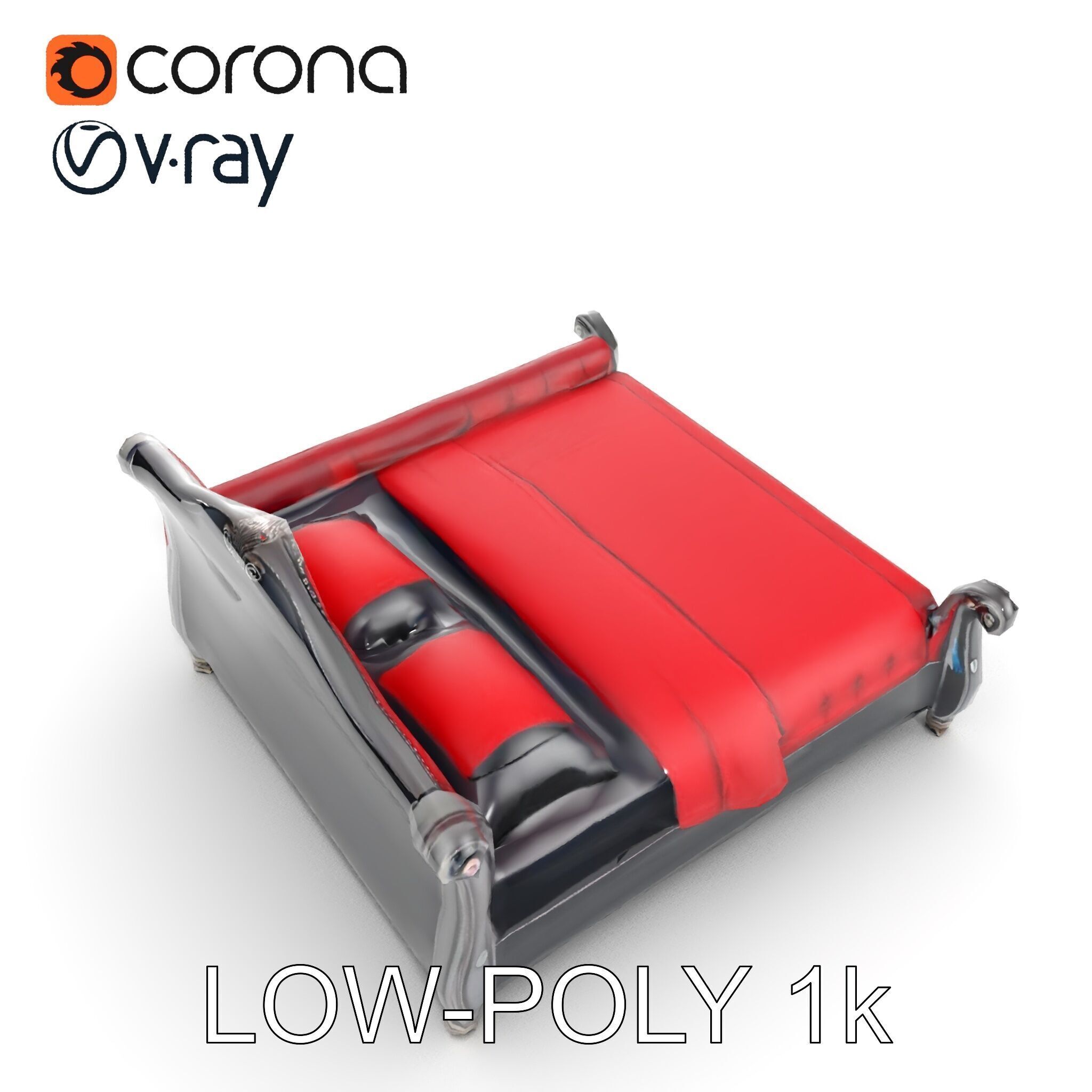 Luxurious Vintage Bed Model Pack Low-poly 3D model_15