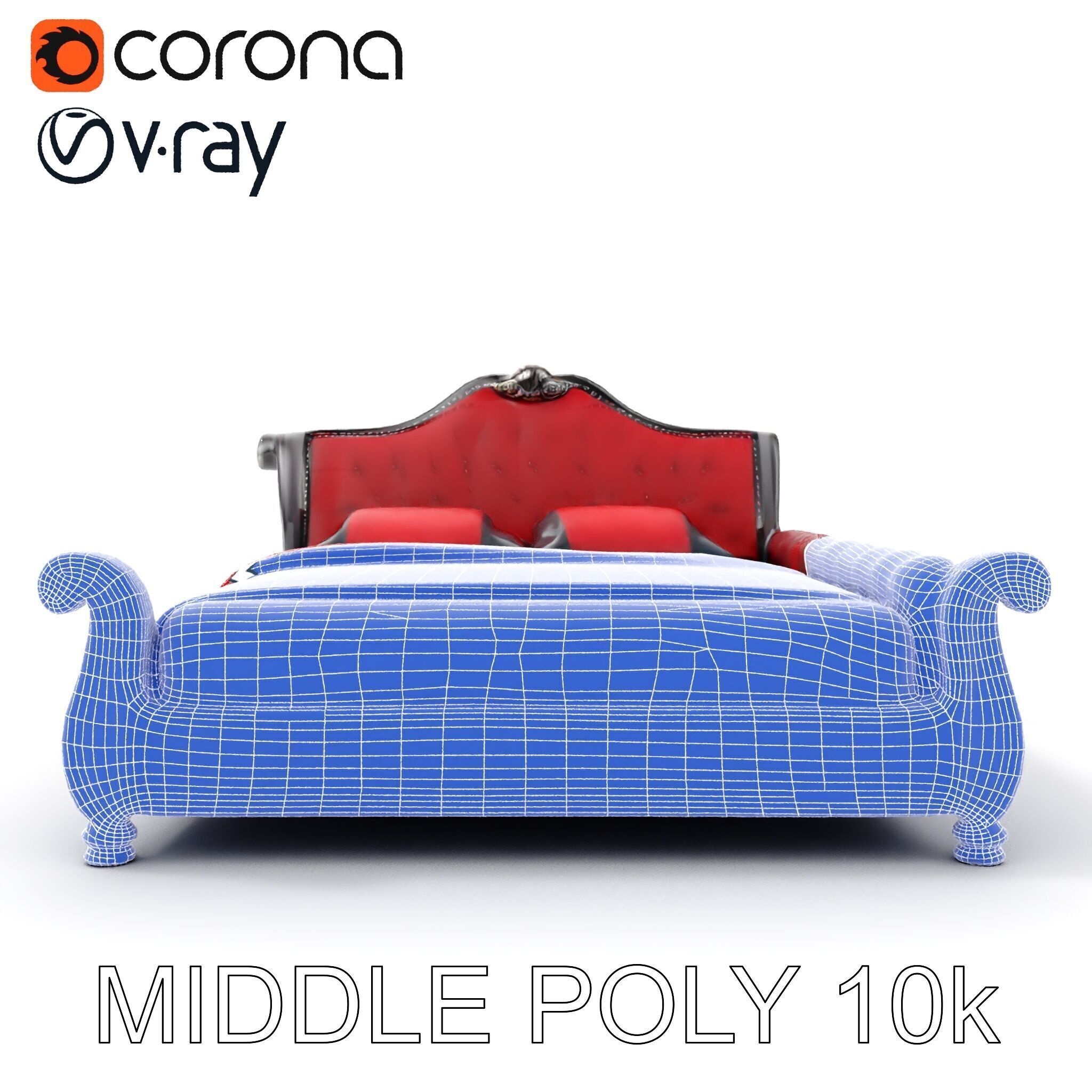 Luxurious Vintage Bed Model Pack Low-poly 3D model_11