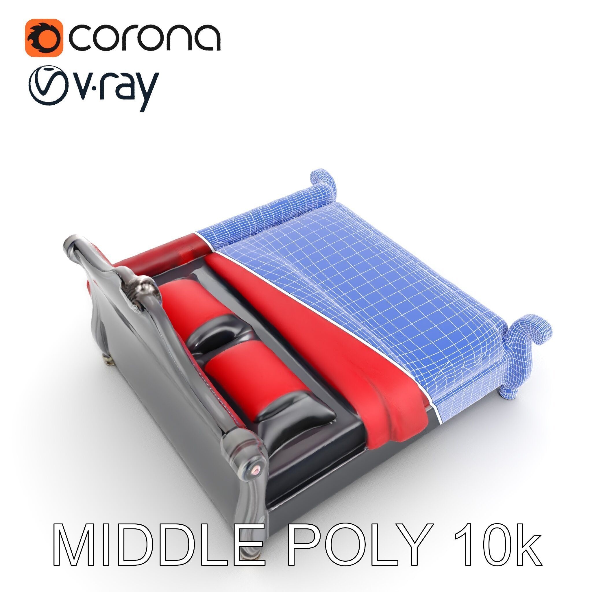 Luxurious Vintage Bed Model Pack Low-poly 3D model_17